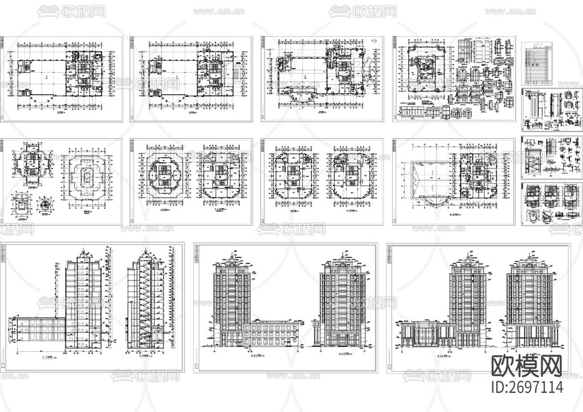 總工會綜合樓建筑cad施工圖下載(渲染圖10)