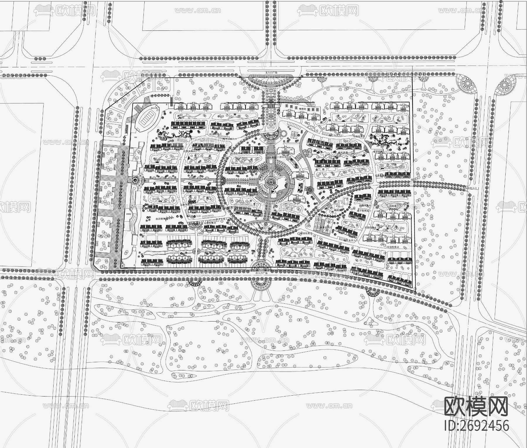 小區(qū)規(guī)劃景觀CAD施工圖下載（渲染圖5）