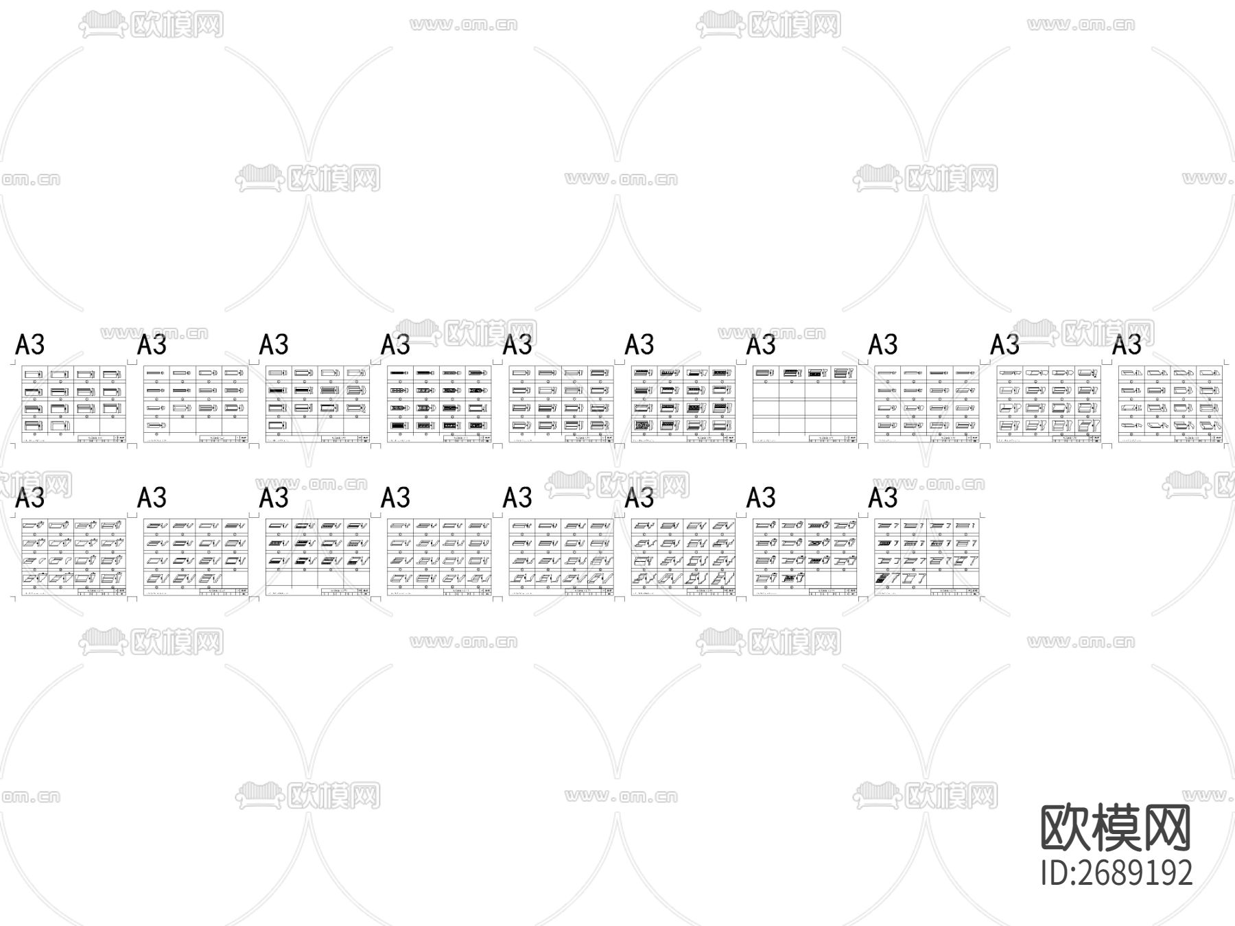 欧式石膏线cad图块下载（渲染图4）