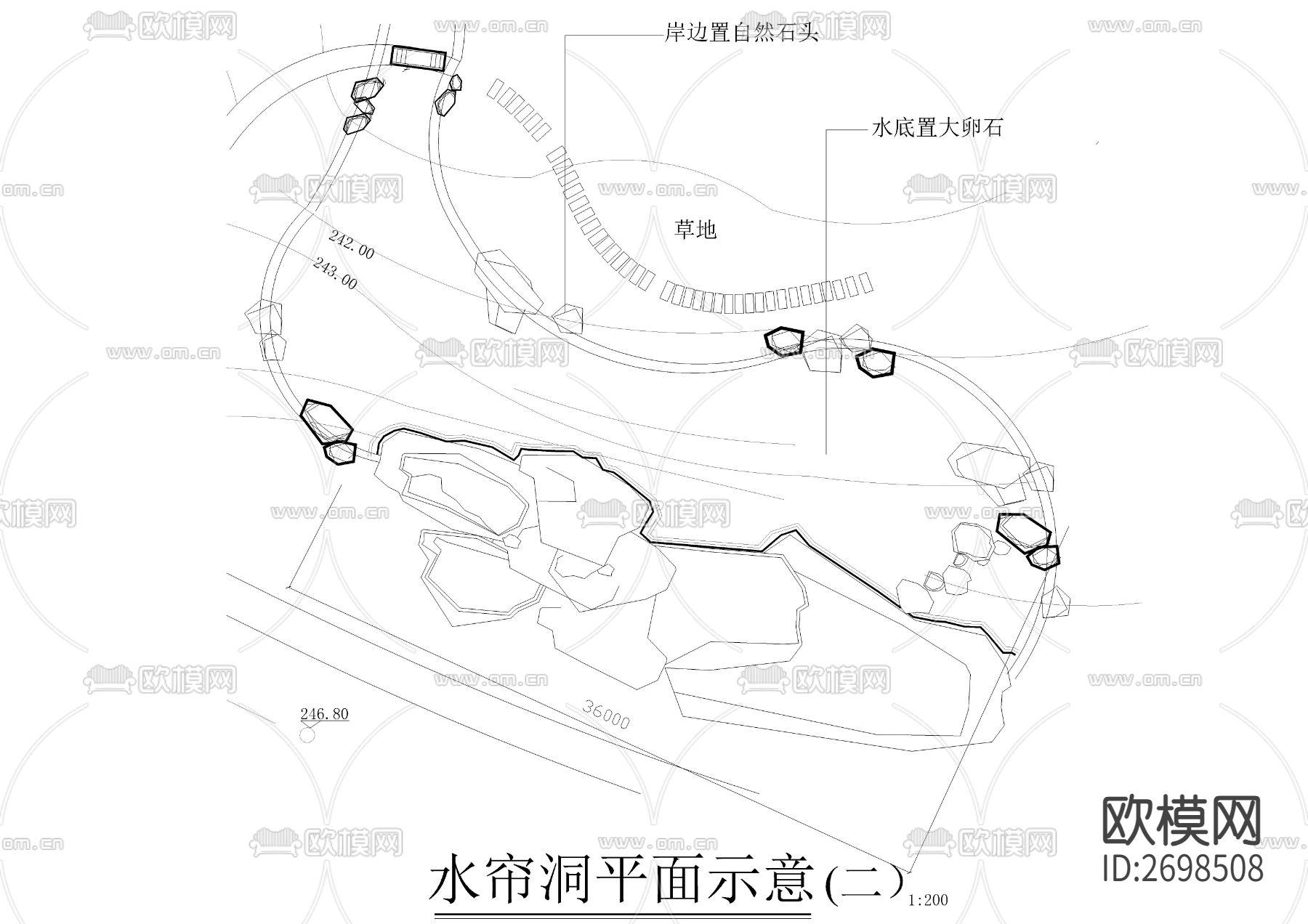 水帘洞瀑布景观细部节点大样下载（渲染图5）