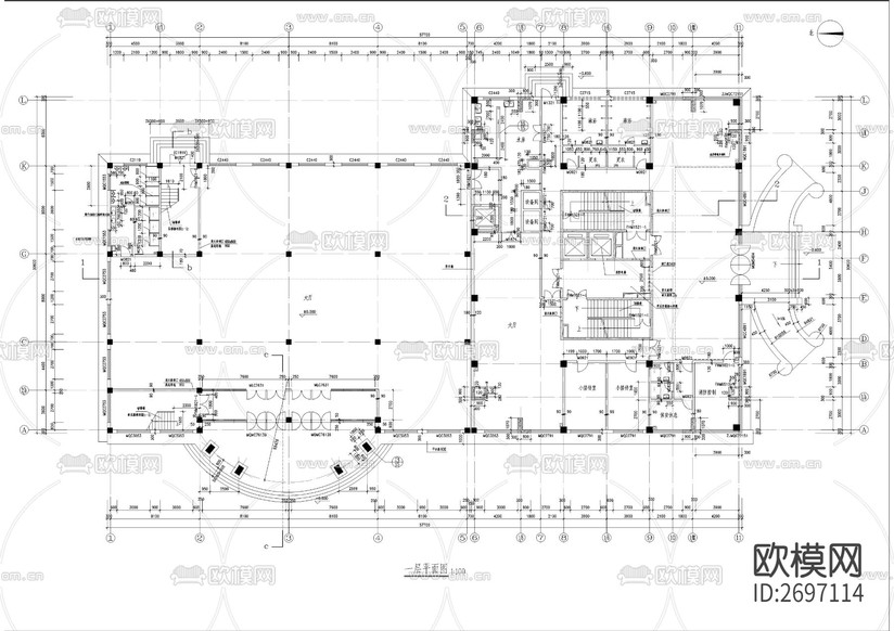 總工會綜合樓建筑cad施工圖下載(渲染圖4)
