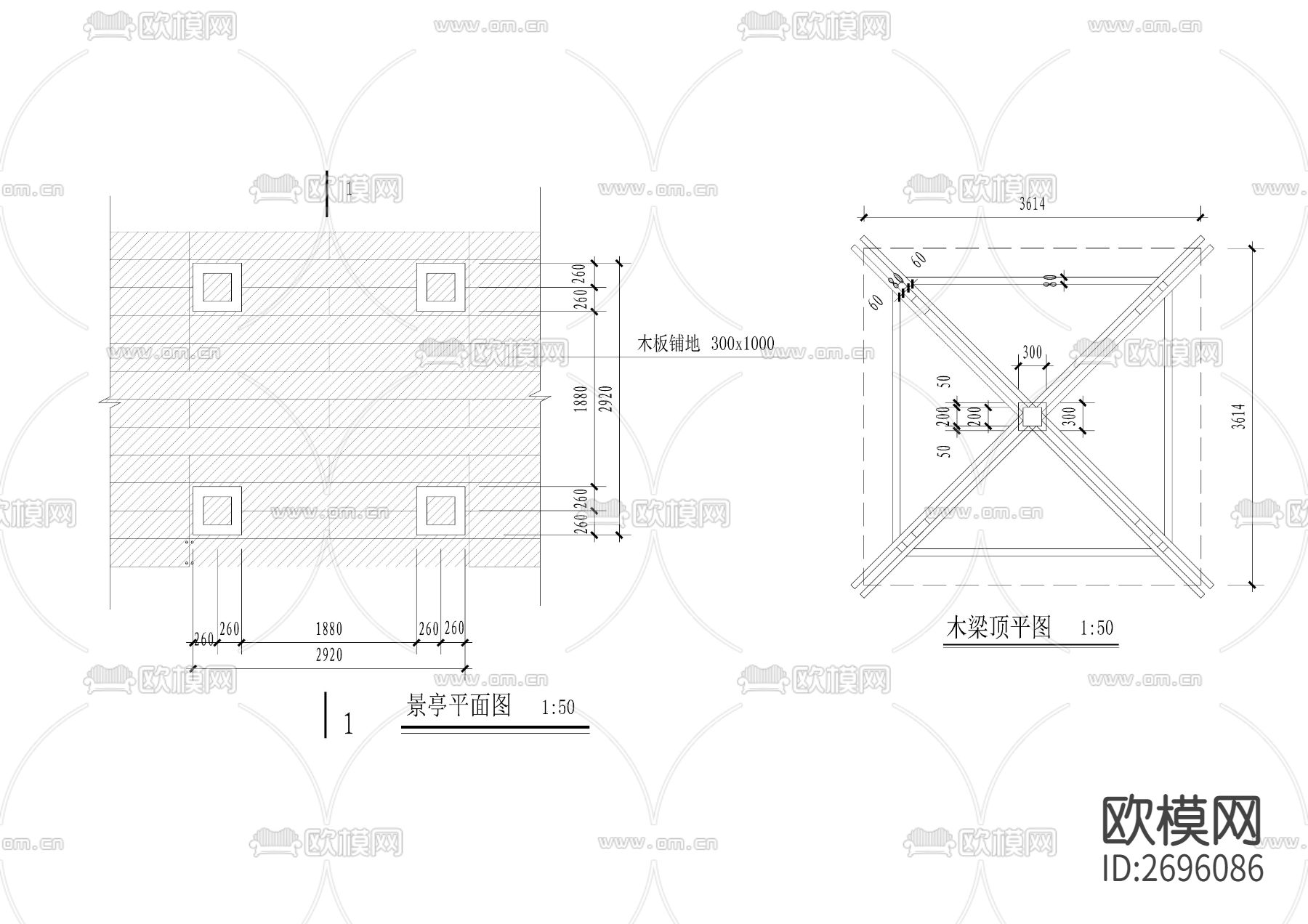 木景观亭cad立面图下载（渲染图2）