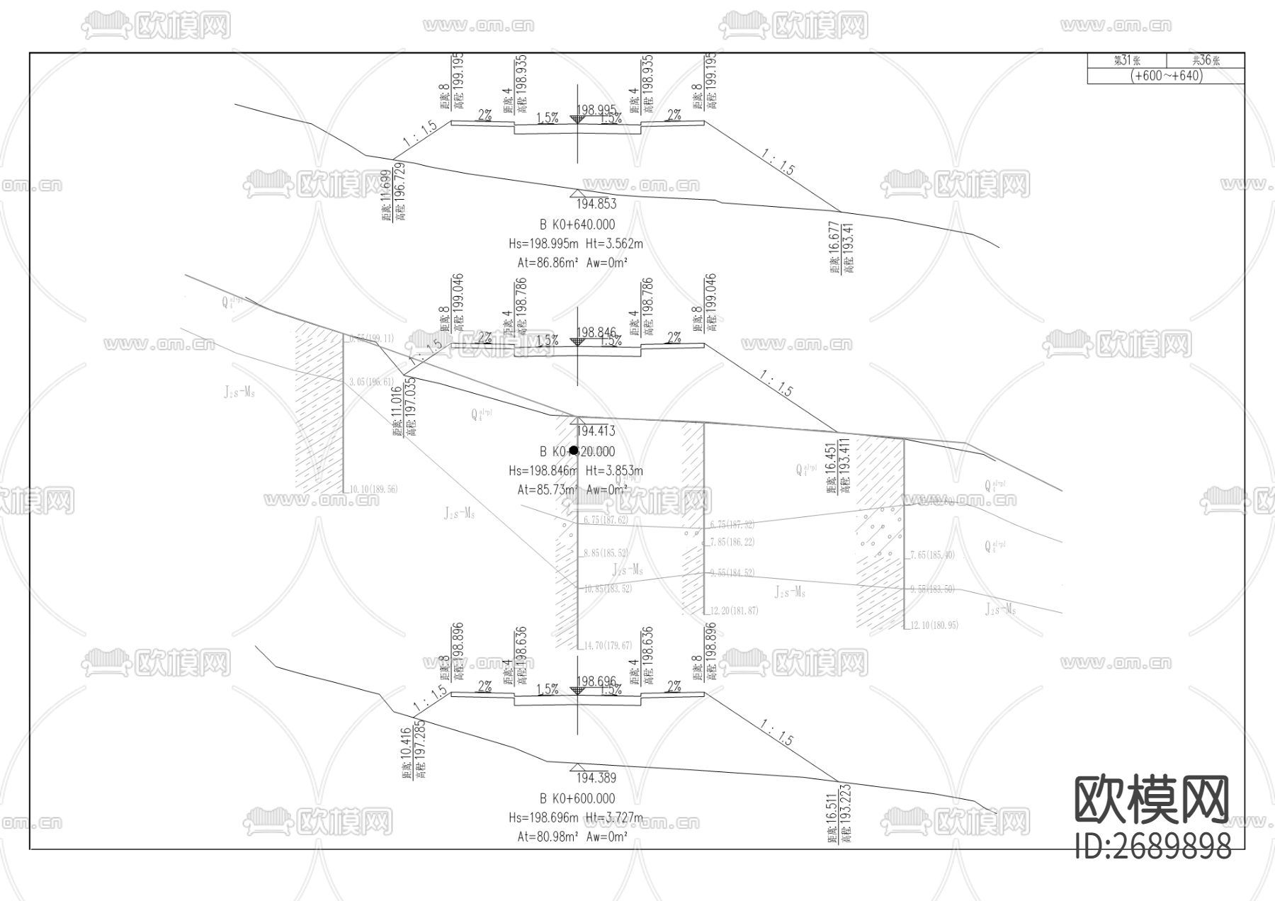 滨江B地块二期道路cad施工图下载（渲染图6）