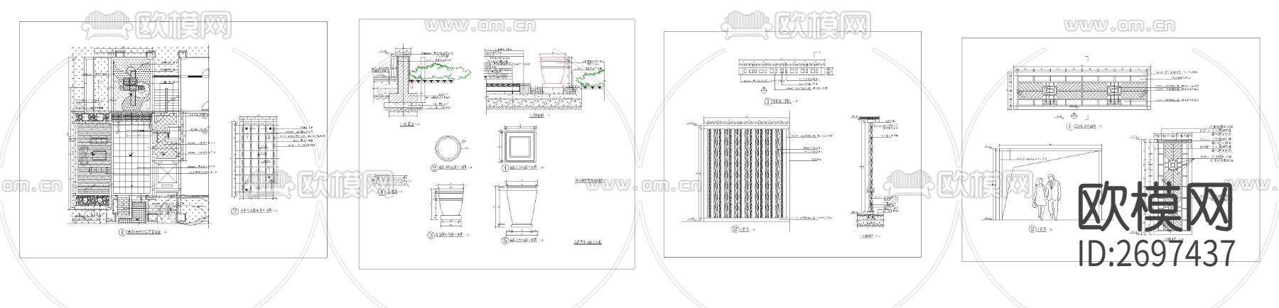 架空层格栅花钵节点大样下载（渲染图4）