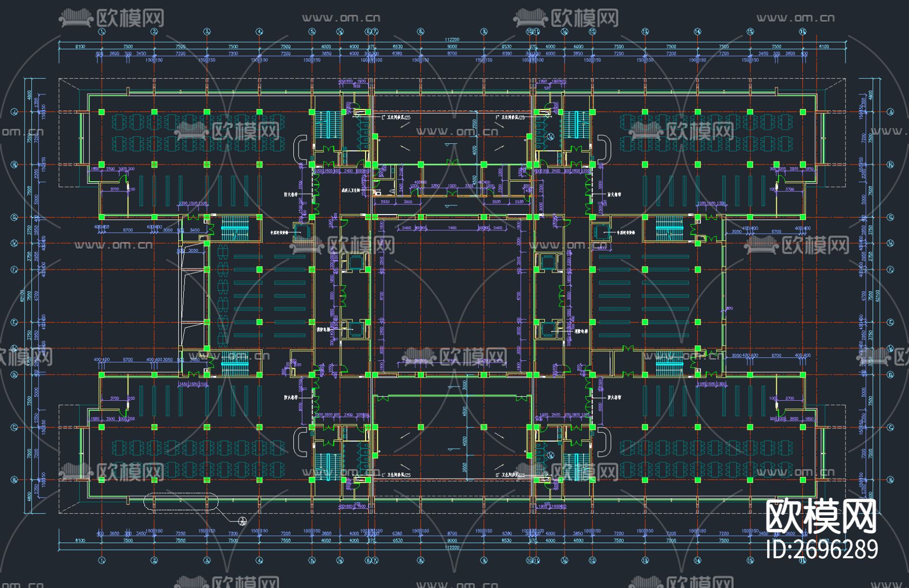 70套图书馆建筑设计CAD施工图下载（渲染图6）