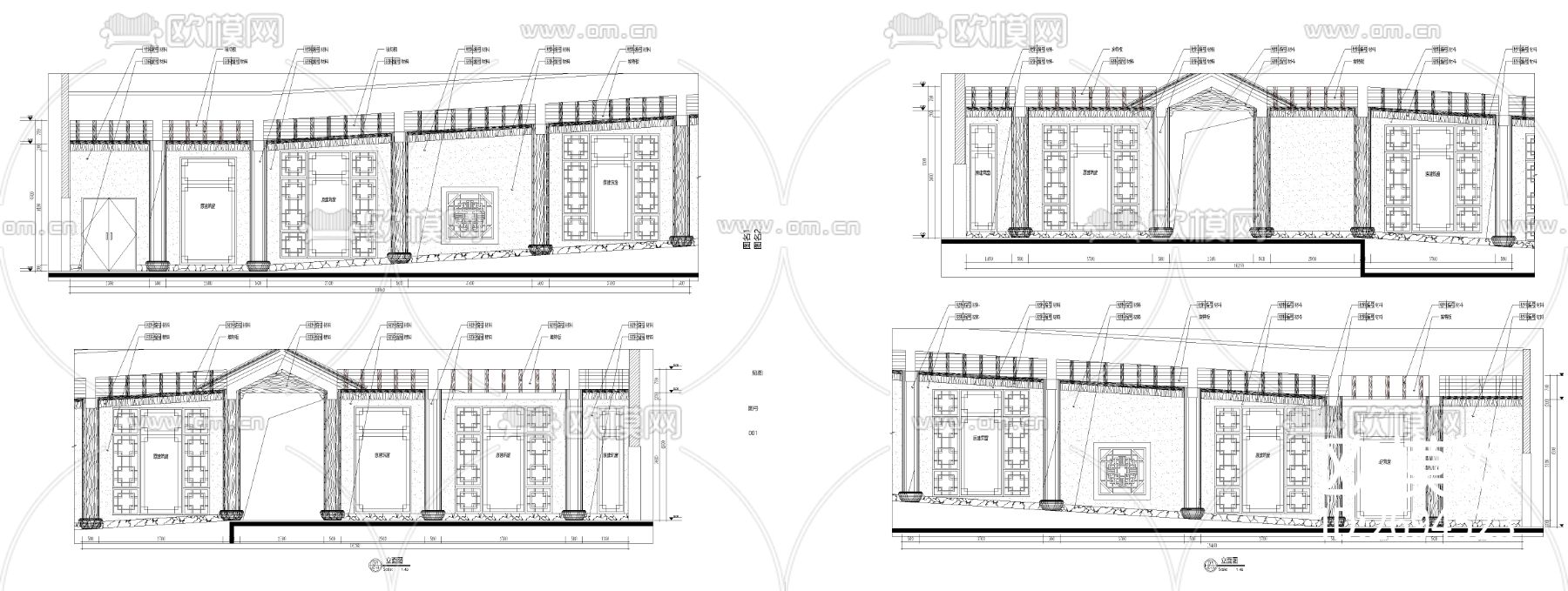新中式连廊cad图库下载（渲染图2）