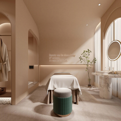  侘寂风美容SPA包间su模型 