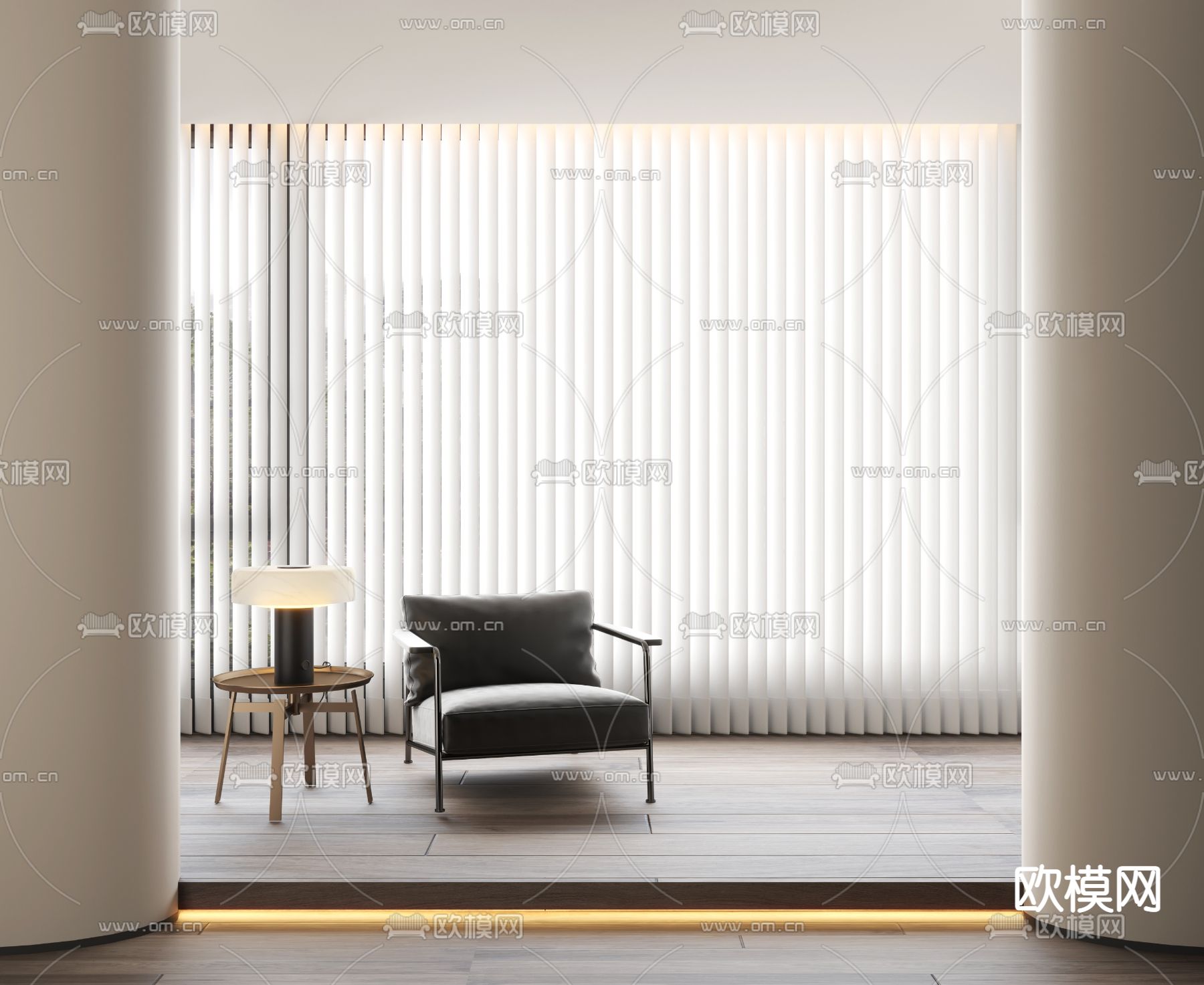 现代梦幻窗帘su模型下载（渲染图1）