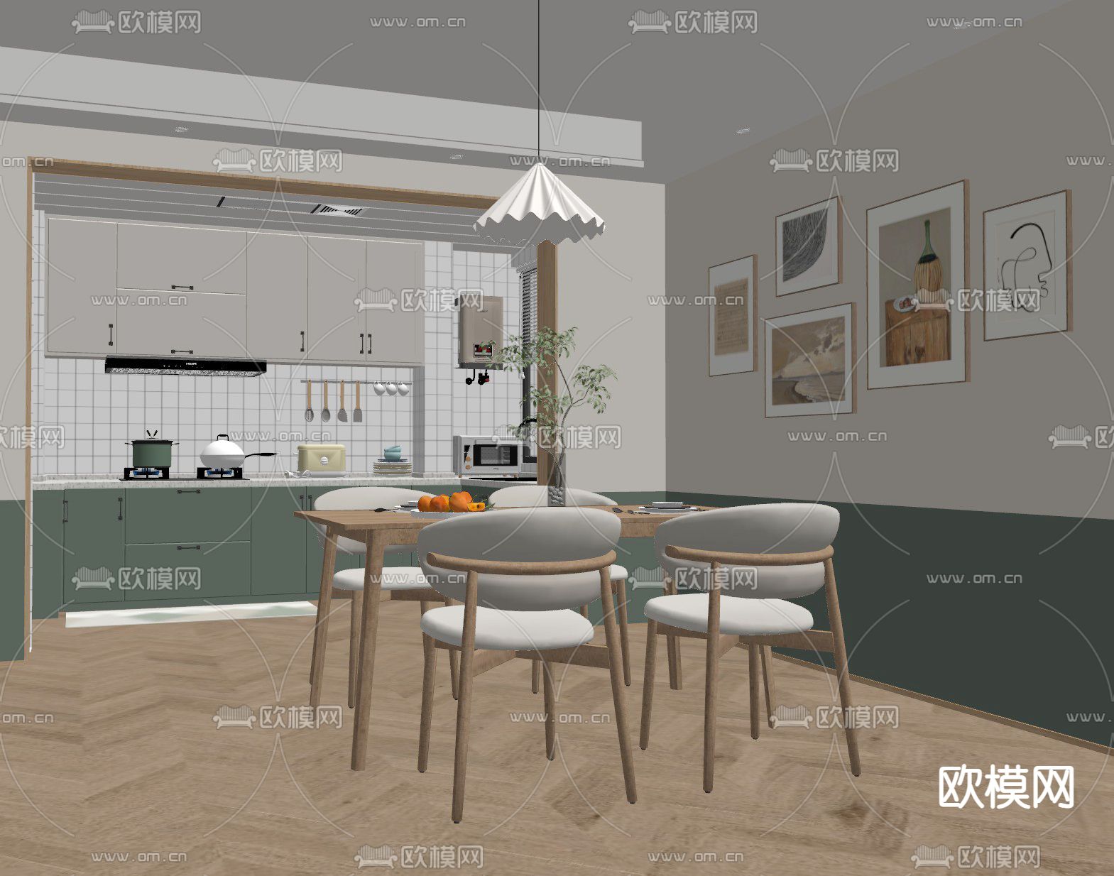 北欧餐厅su模型下载（渲染图2）