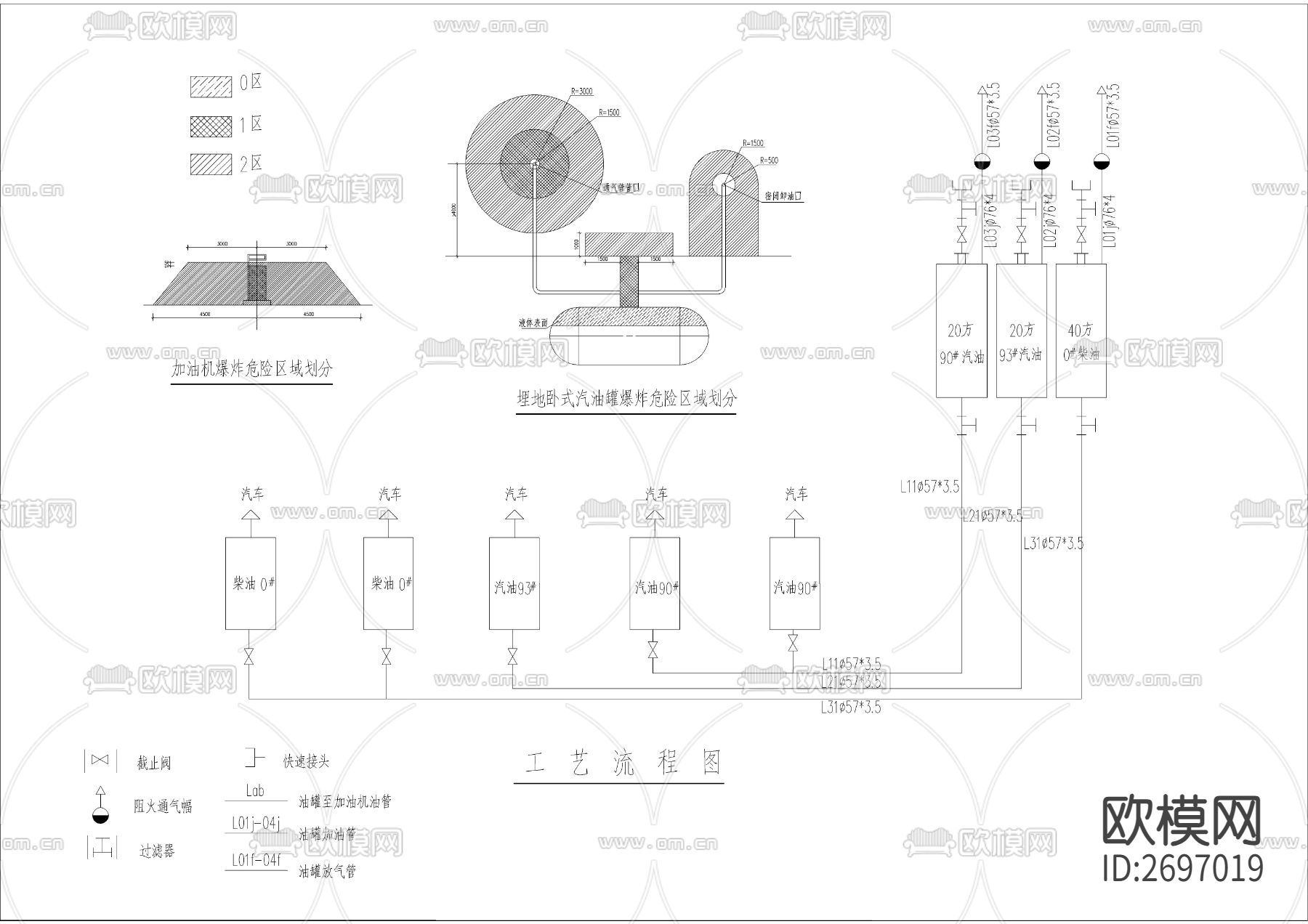 三形地块加油站cad施工图下载（渲染图9）