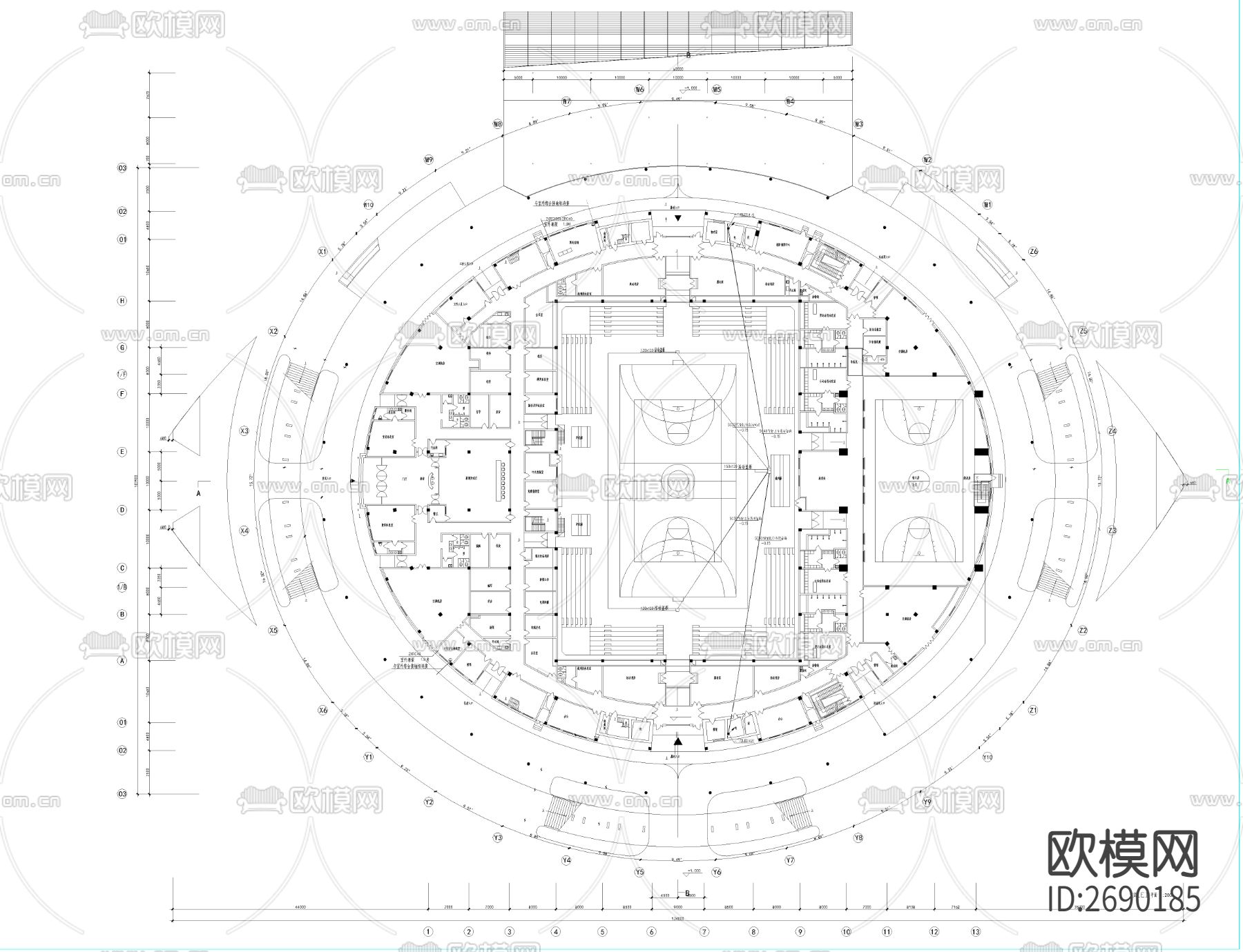 体育馆CAD施工图下载（渲染图3）