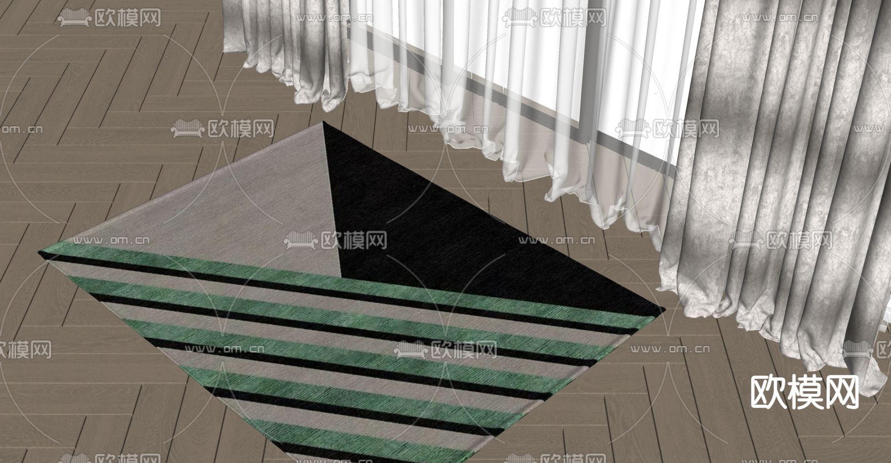现代地毯su模型下载（渲染图2）