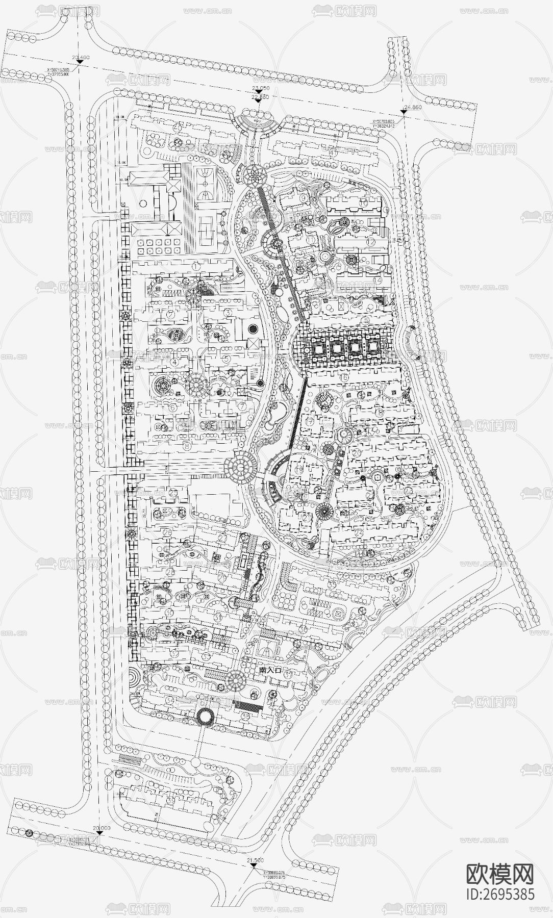 小区规划景观CAD施工图下载（渲染图4）