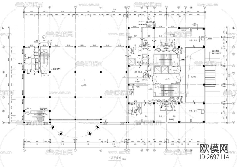 總工會綜合樓建筑cad施工圖下載(渲染圖3)
