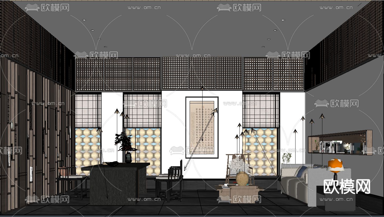 经理办公室su模型下载（渲染图2）