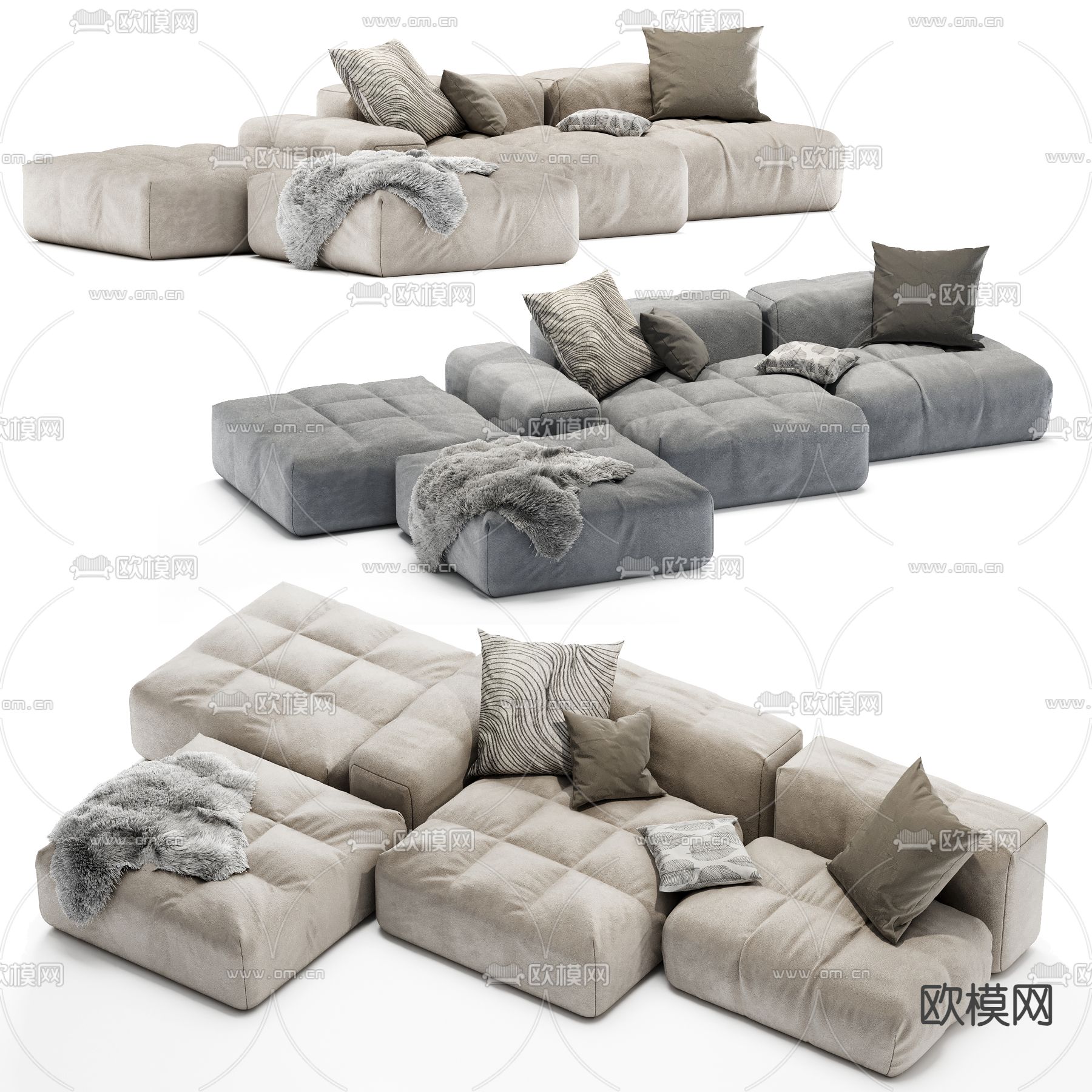 VELVET 模块沙发3d模型下载（渲染图4）