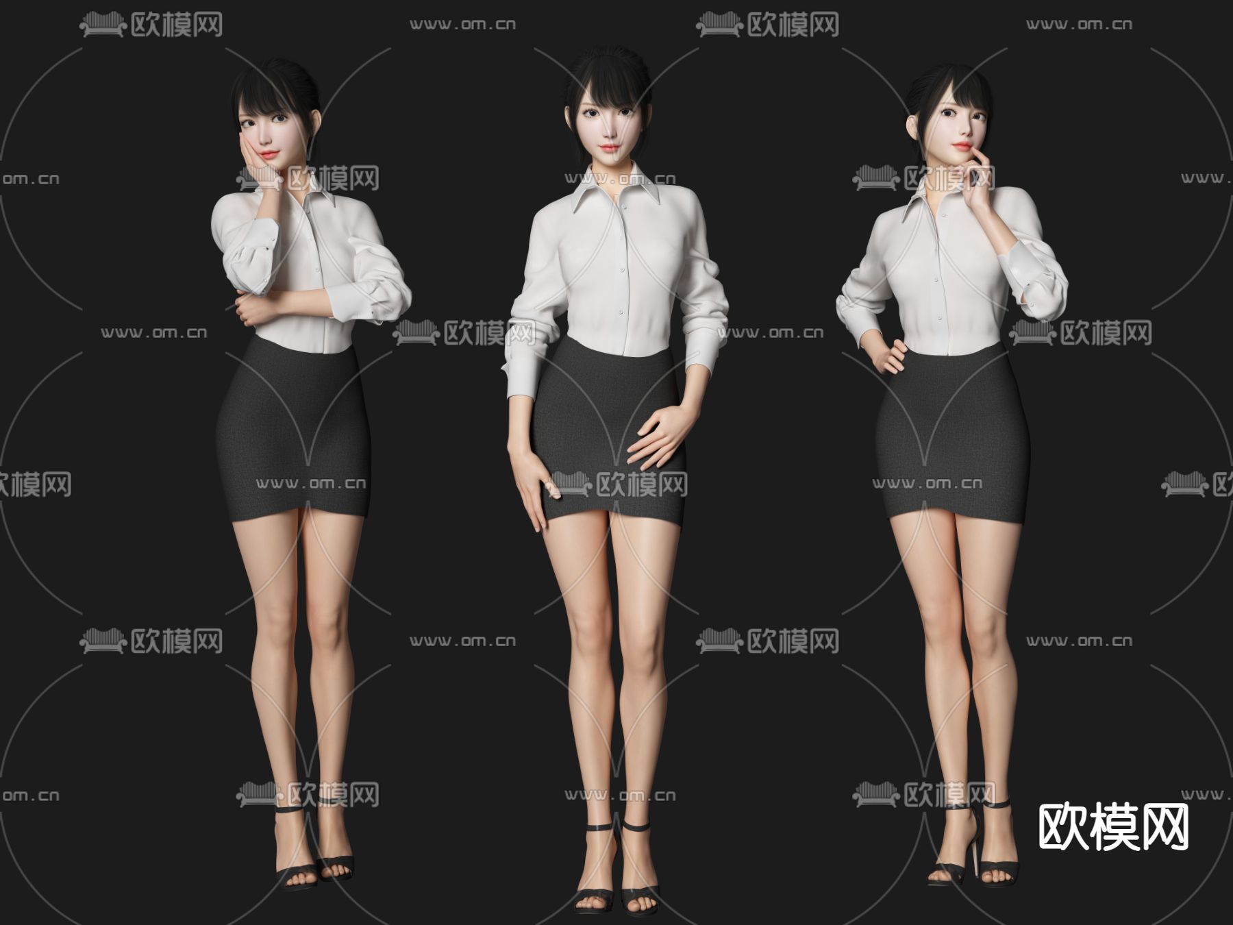 职场美女人物3d模型下载