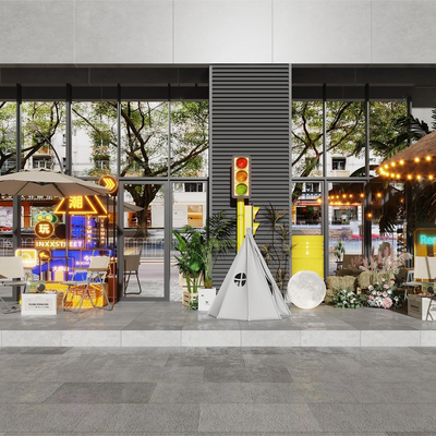  露营风户外桌椅su模型 