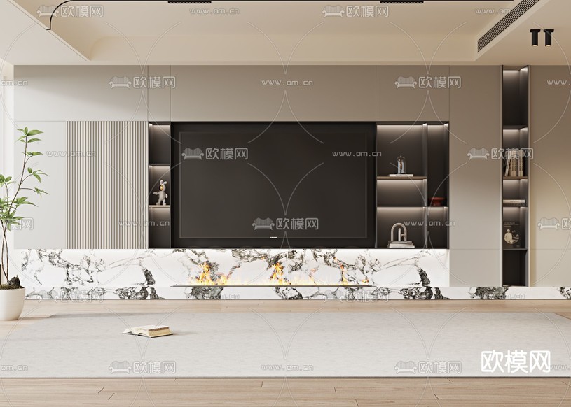 电视背景墙3d模型下载