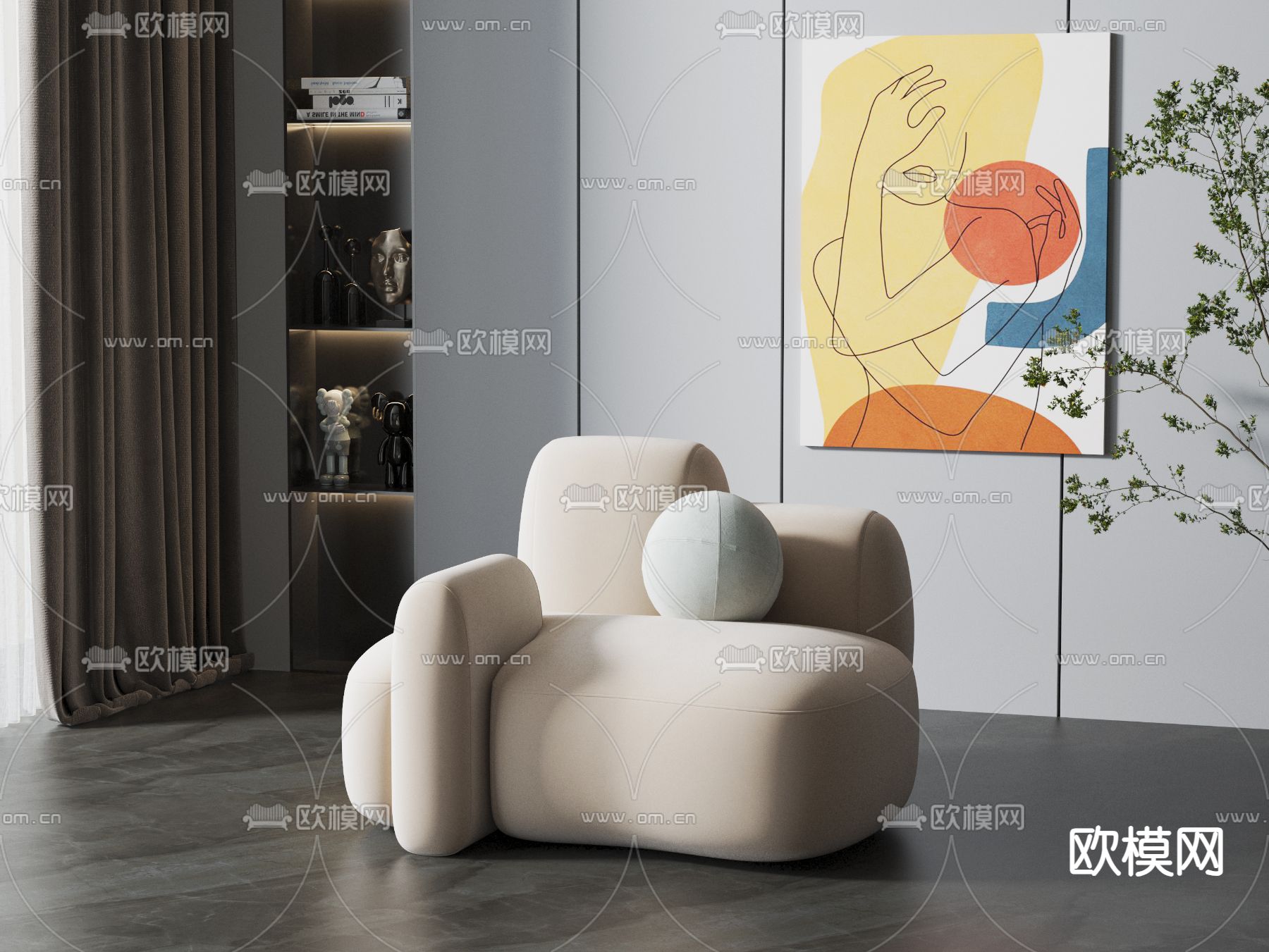 单人沙发 休闲沙发3d模型下载