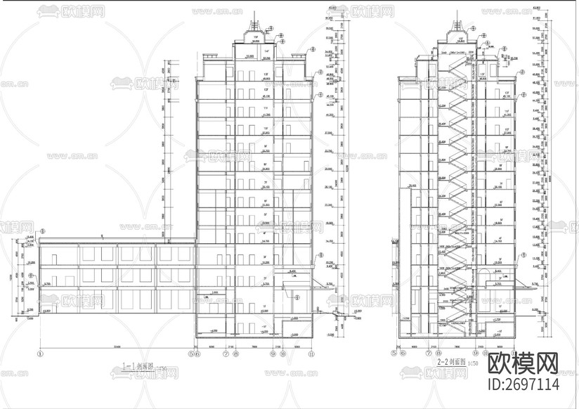 總工會綜合樓建筑cad施工圖下載(渲染圖9)