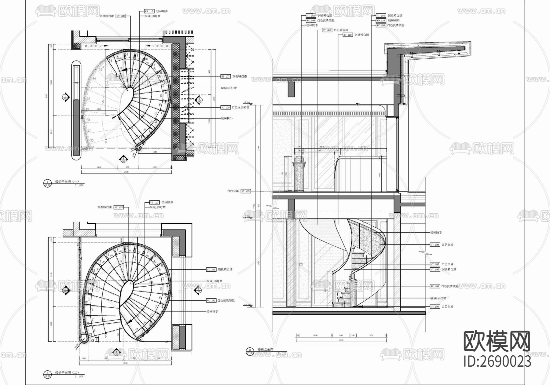 跃层家装样板房豪宅cad平面图下载（渲染图9）