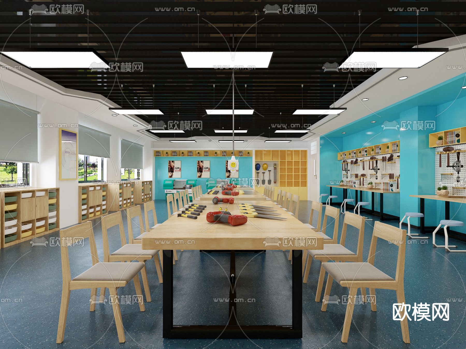 技术教室免费3d模型下载（渲染图2）