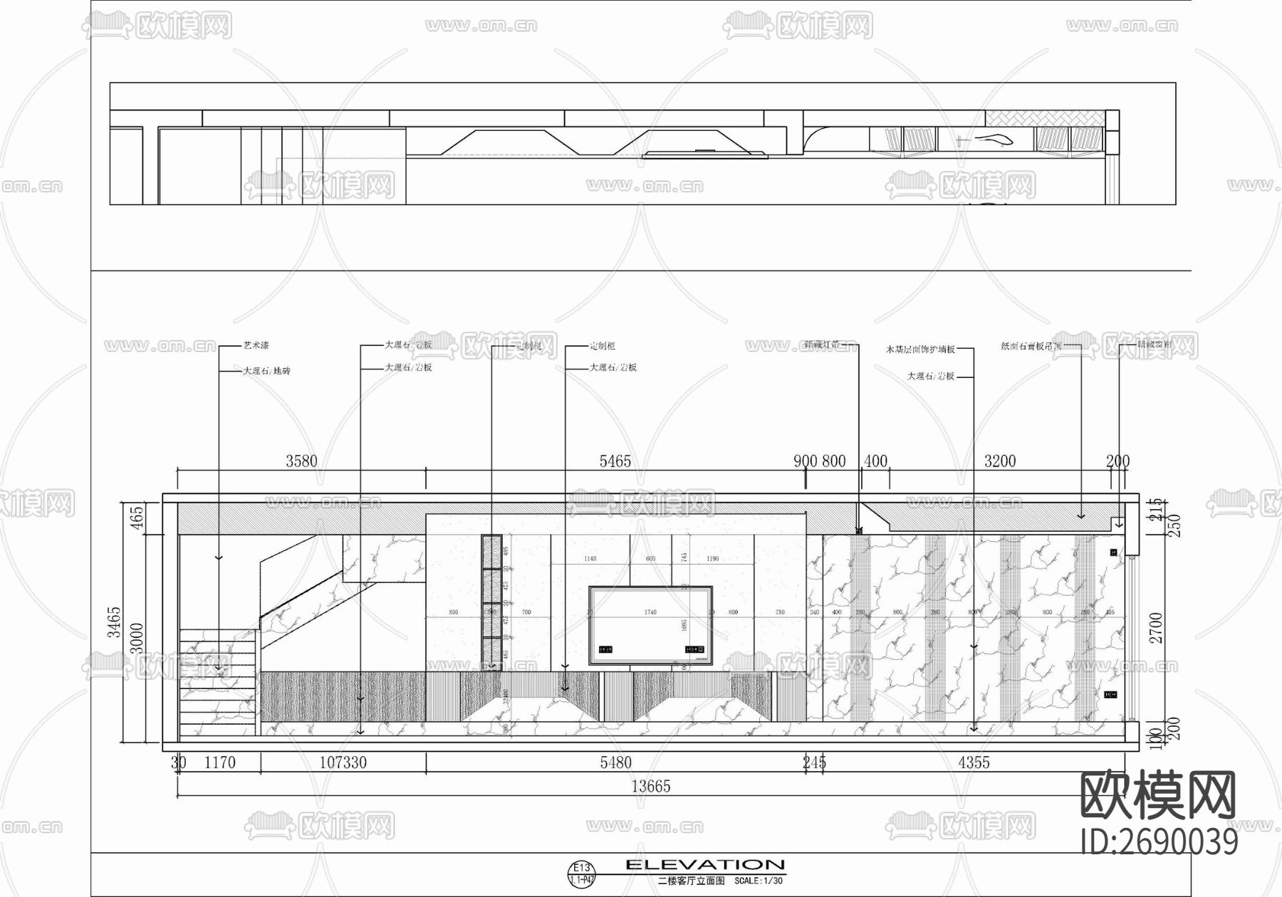 三层别墅室内cad施工图下载（渲染图6）