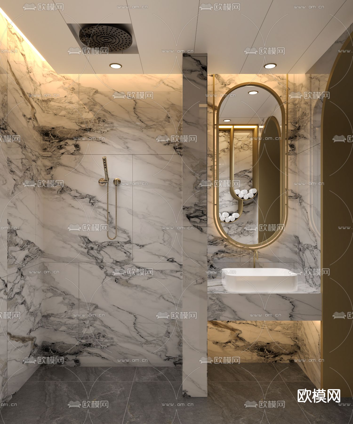 洗浴男浴区su模型下载（渲染图3）