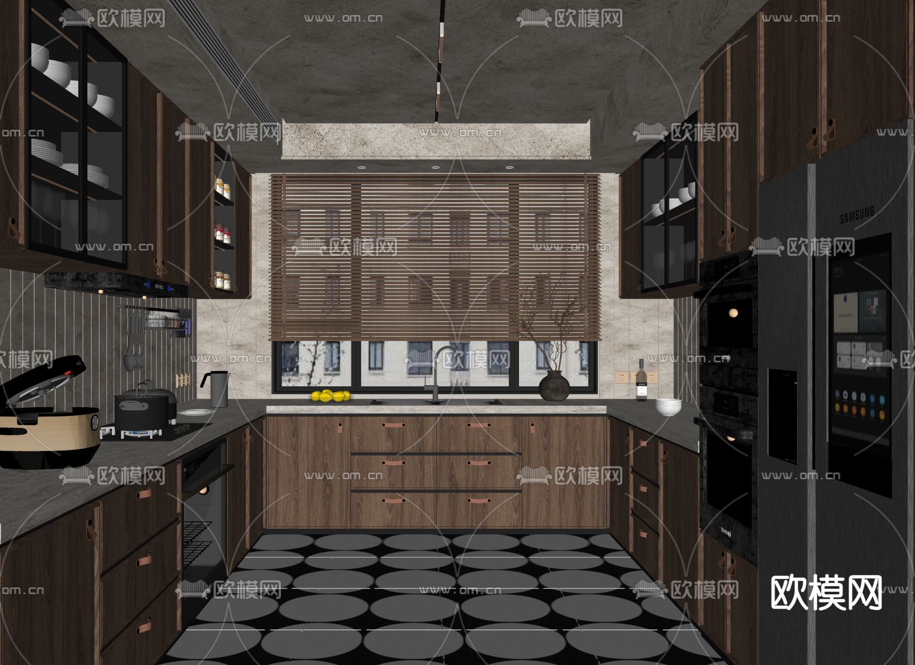 侘寂风厨房su模型下载（渲染图2）