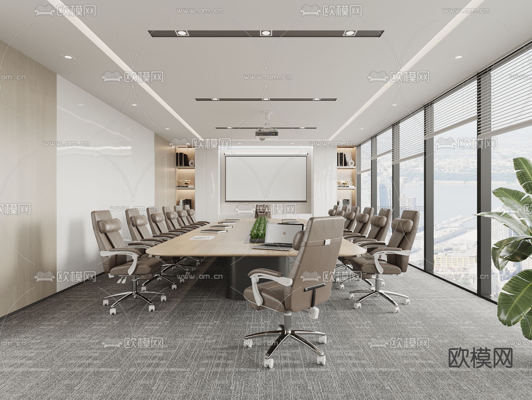 现代会议室3d模型下载