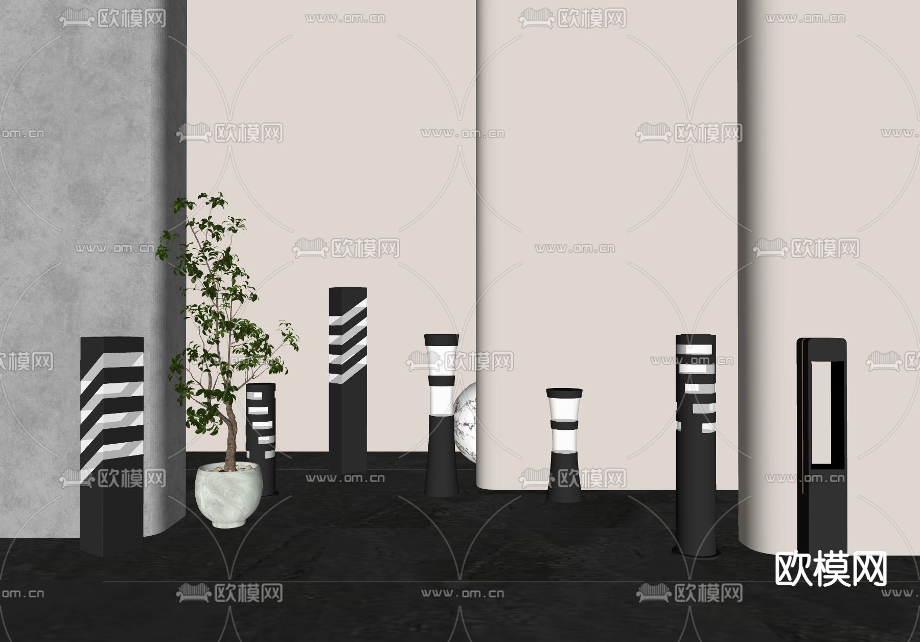 户外灯 草坪灯 庭院灯su模型下载_ID14139012_sketchup模型下载-欧模网