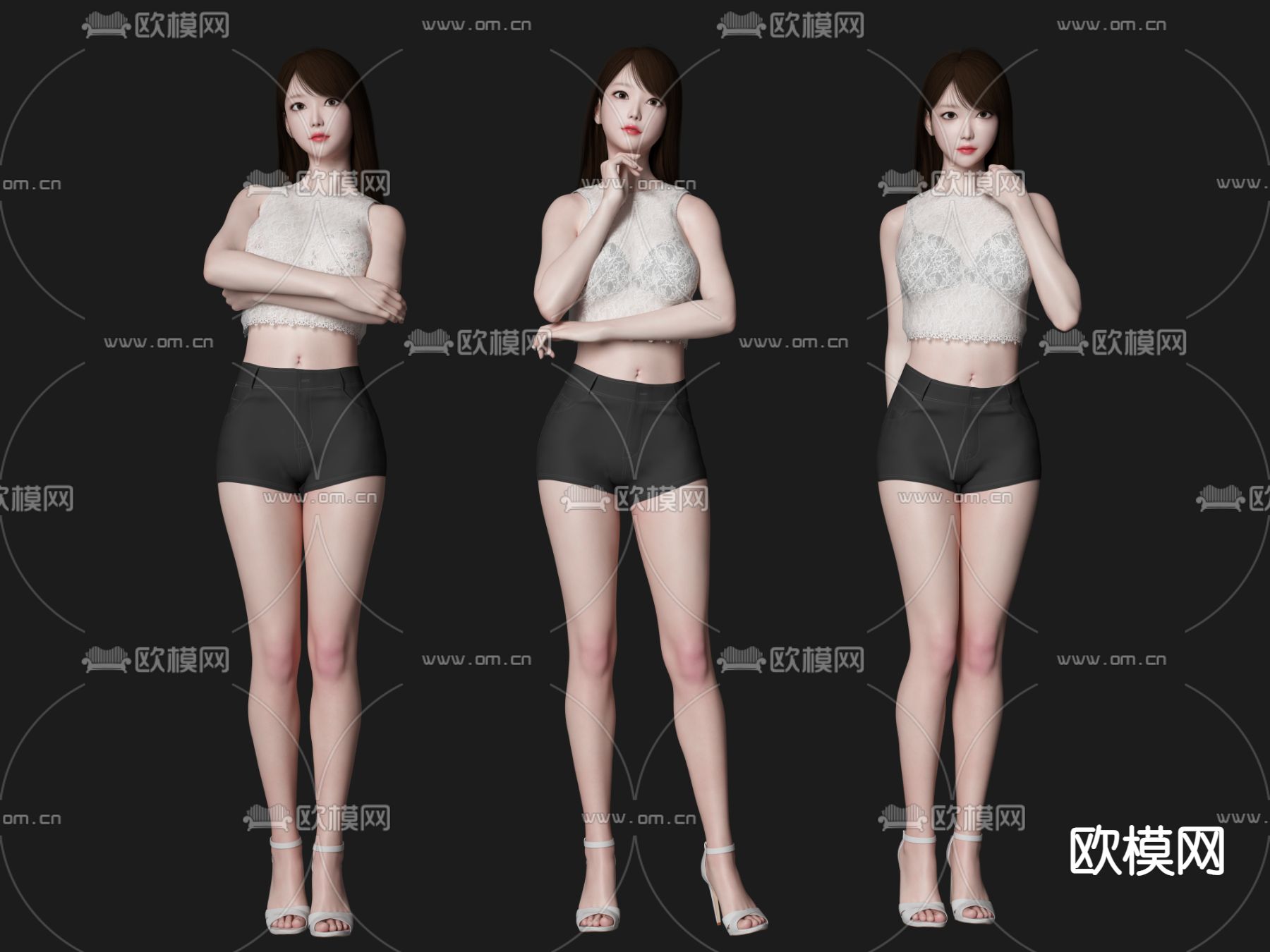 性感美女 时尚美女 人物3d模型下载