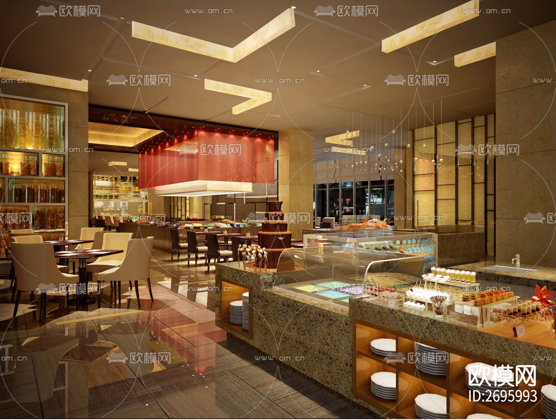 万达希尔顿客房cad施工图下载（渲染图3）