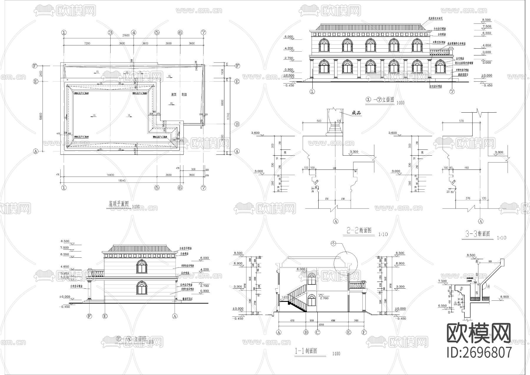 村活动中心全套建筑cad施工图下载（渲染图4）