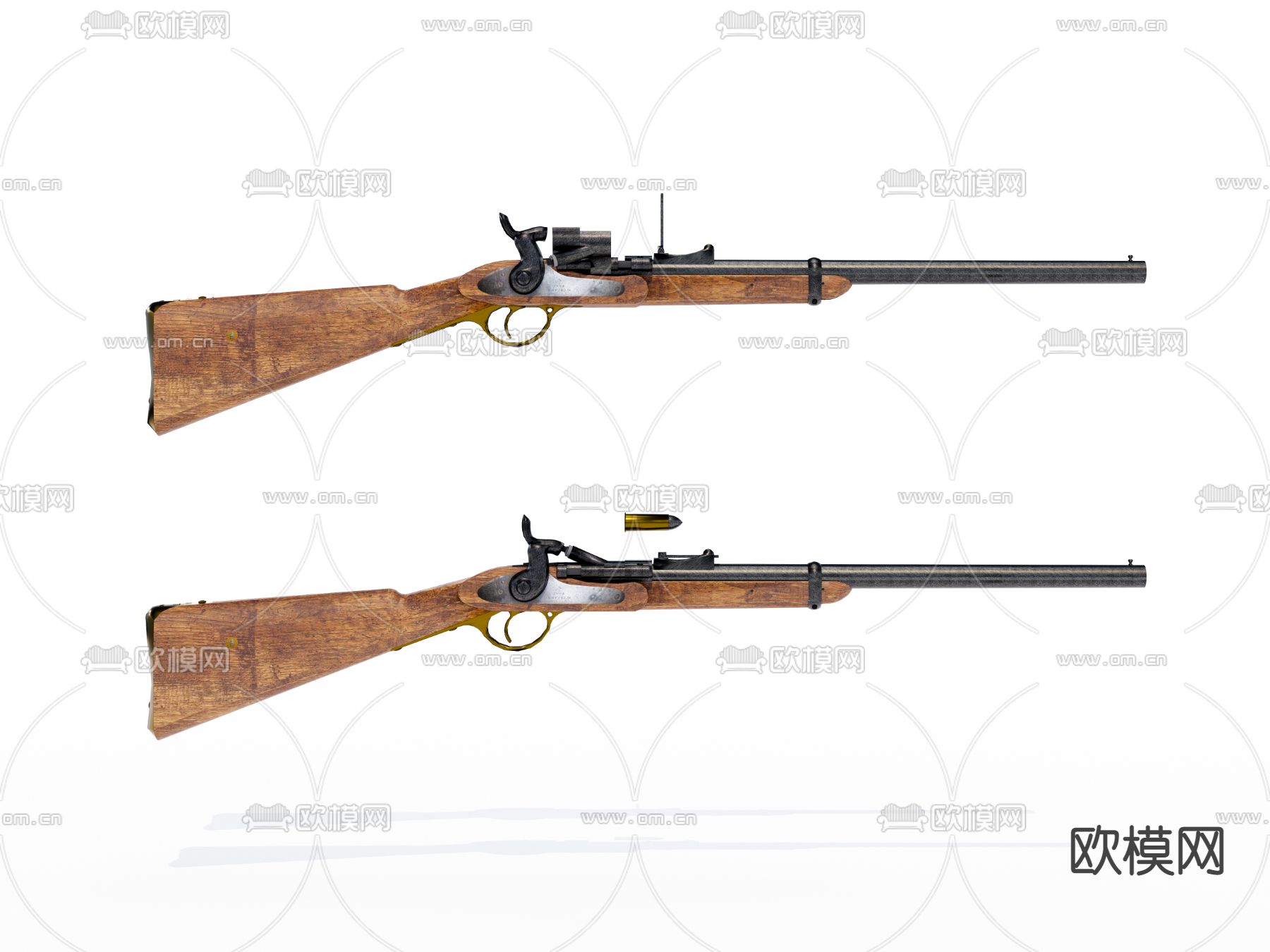 复古老式步枪su模型下载（渲染图2）