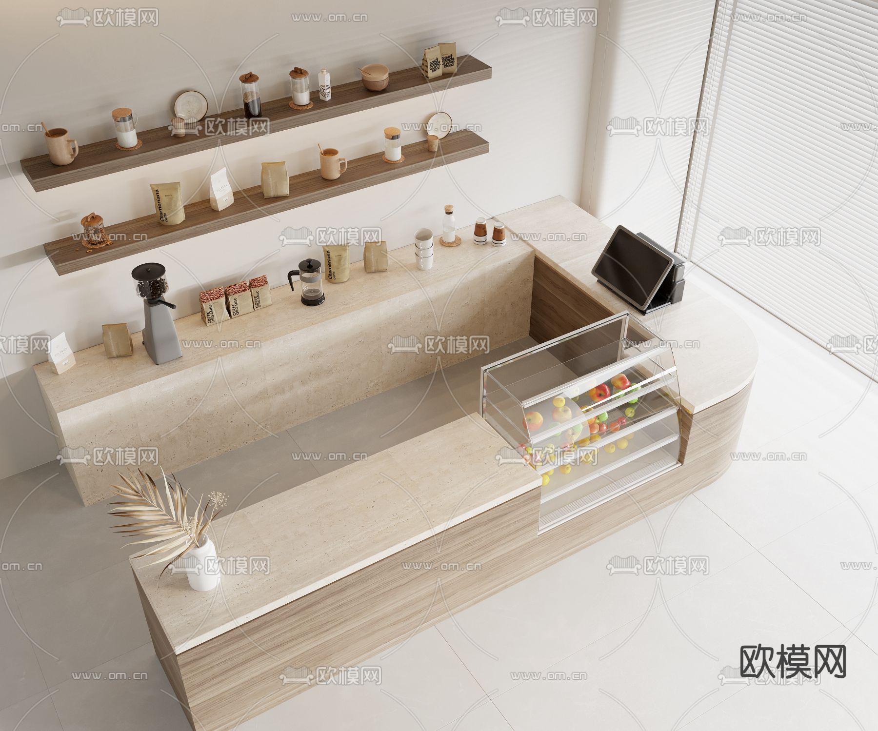 咖啡店吧台 收银台 操作台3d模型下载