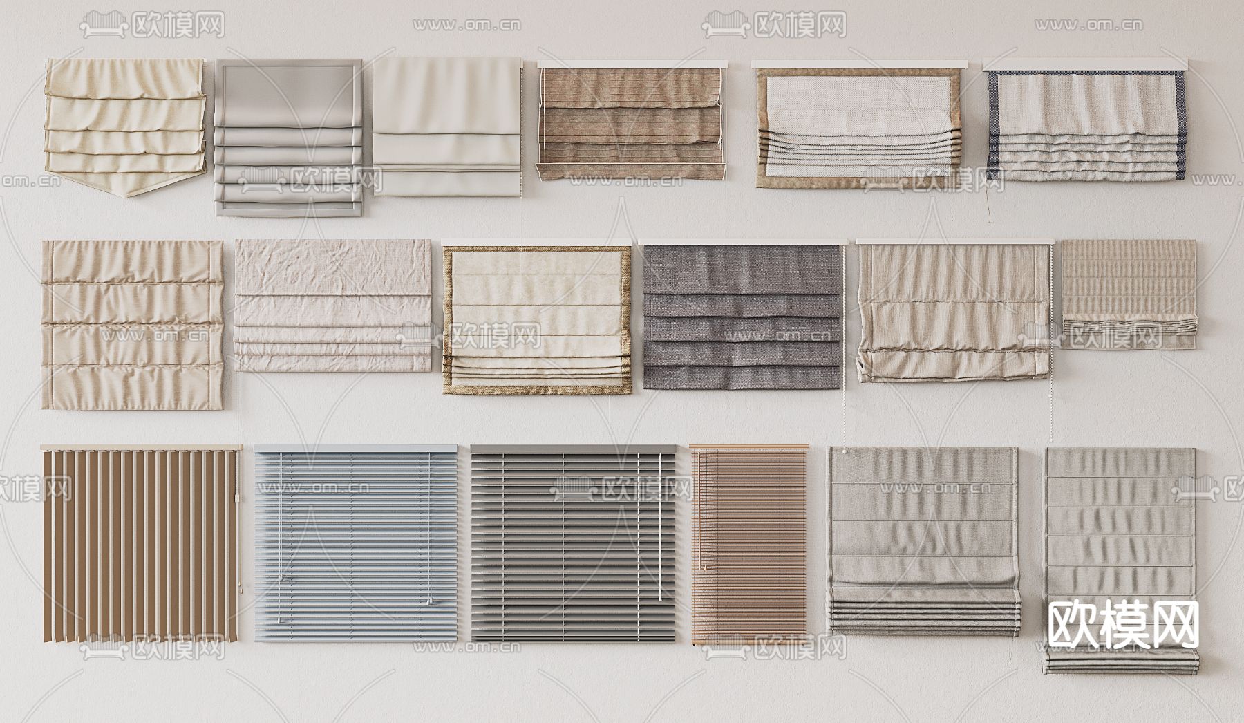 窗帘 布帘 折叠帘 罗马帘3d模型下载