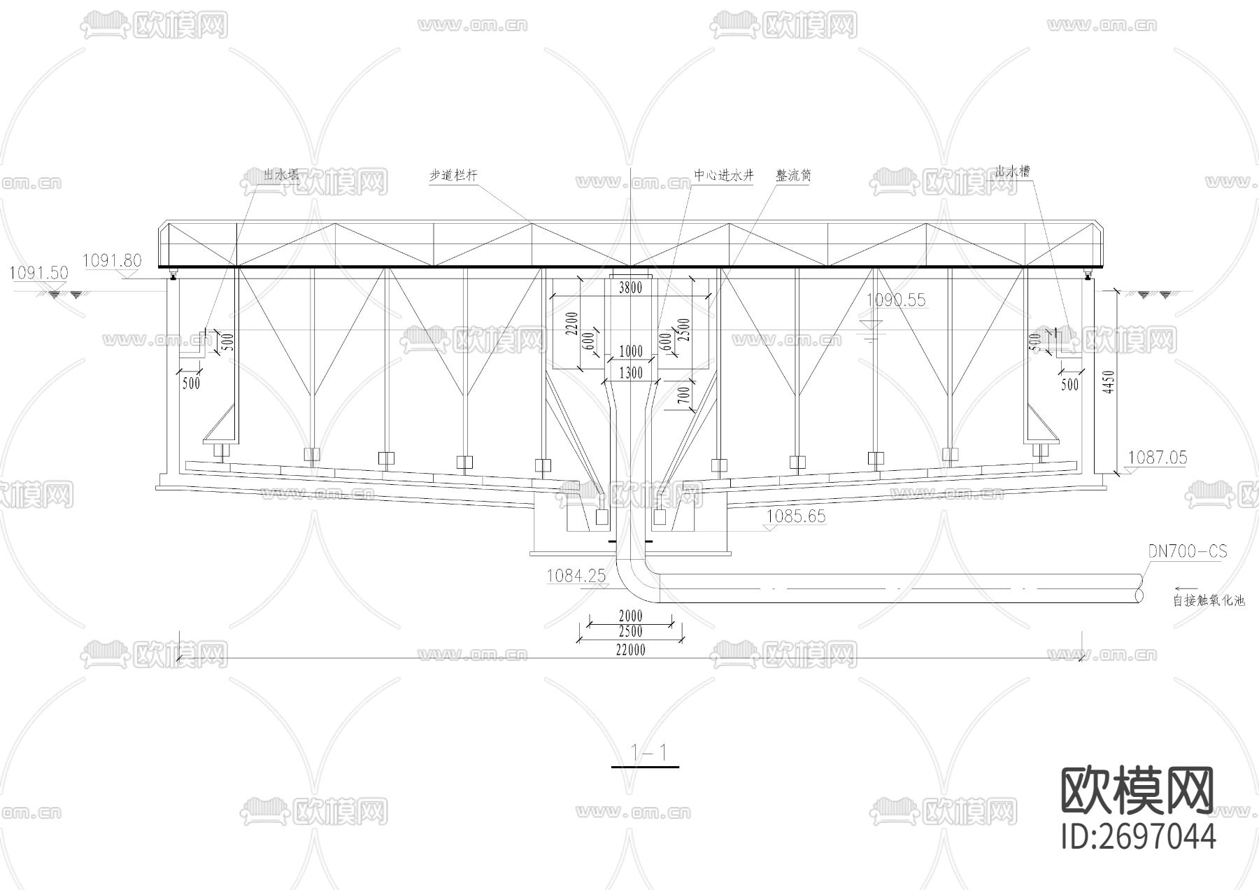 某污水处理工程二沉池cad施工图下载（渲染图4）