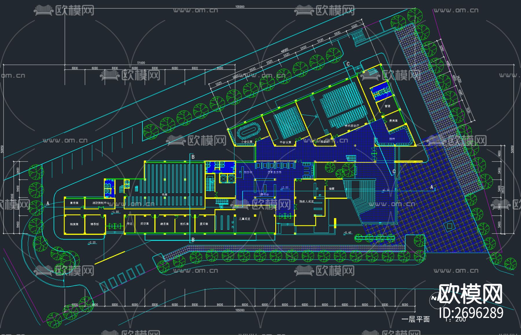 70套图书馆建筑设计CAD施工图下载（渲染图7）