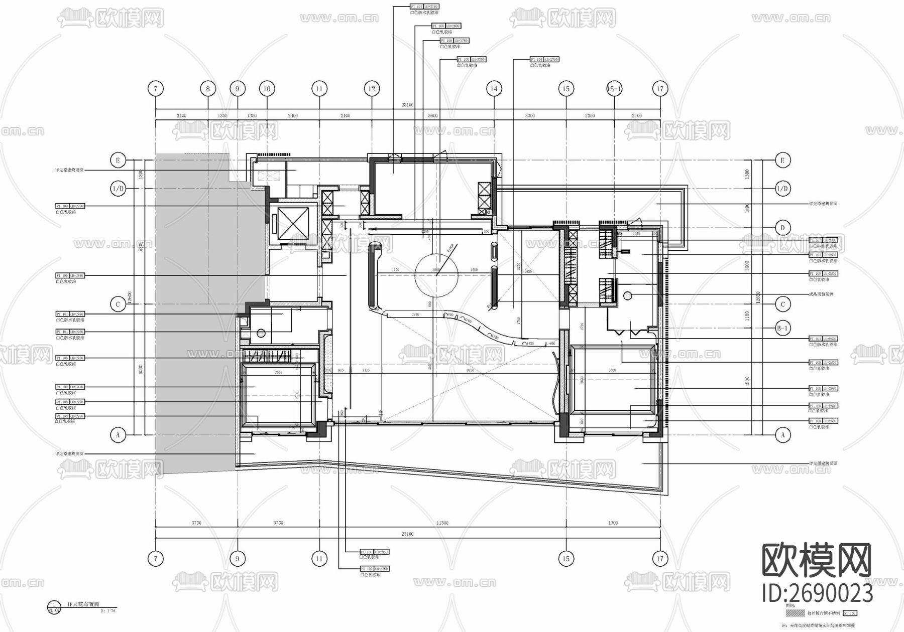 跃层家装样板房豪宅cad平面图下载（渲染图10）