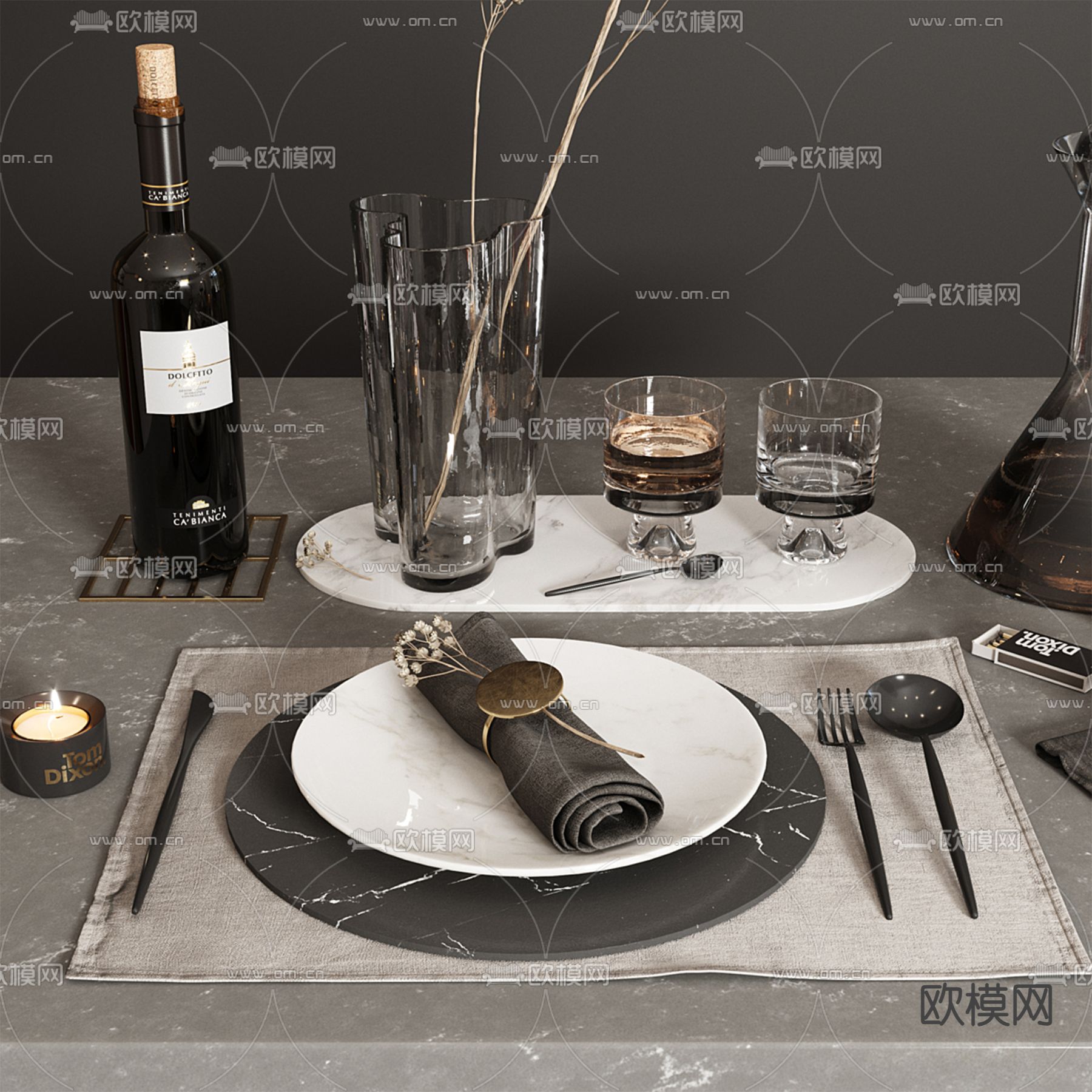 西餐餐具 碗碟刀叉3d模型下载（渲染图2）