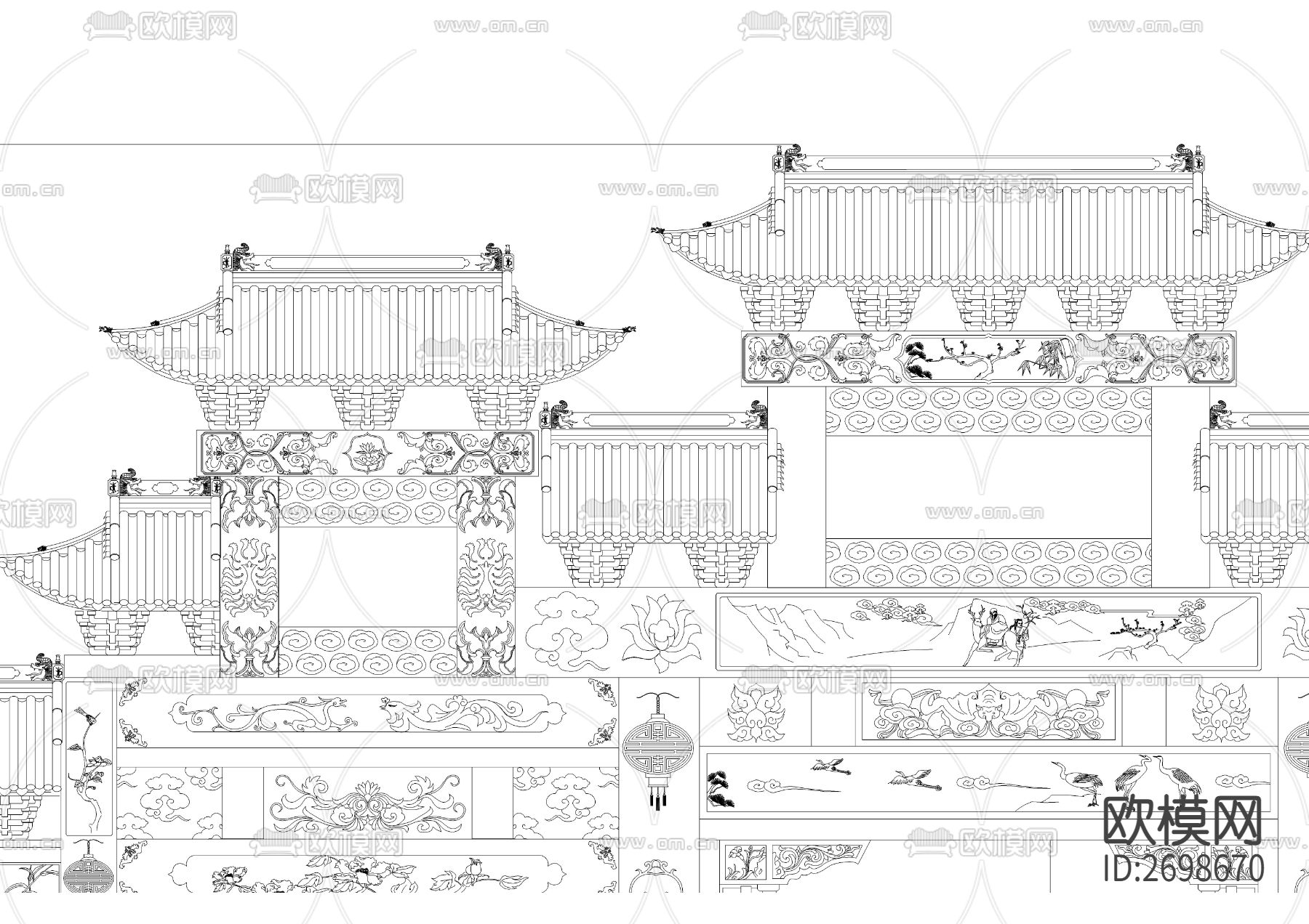 石牌坊精细节点大样下载（渲染图4）