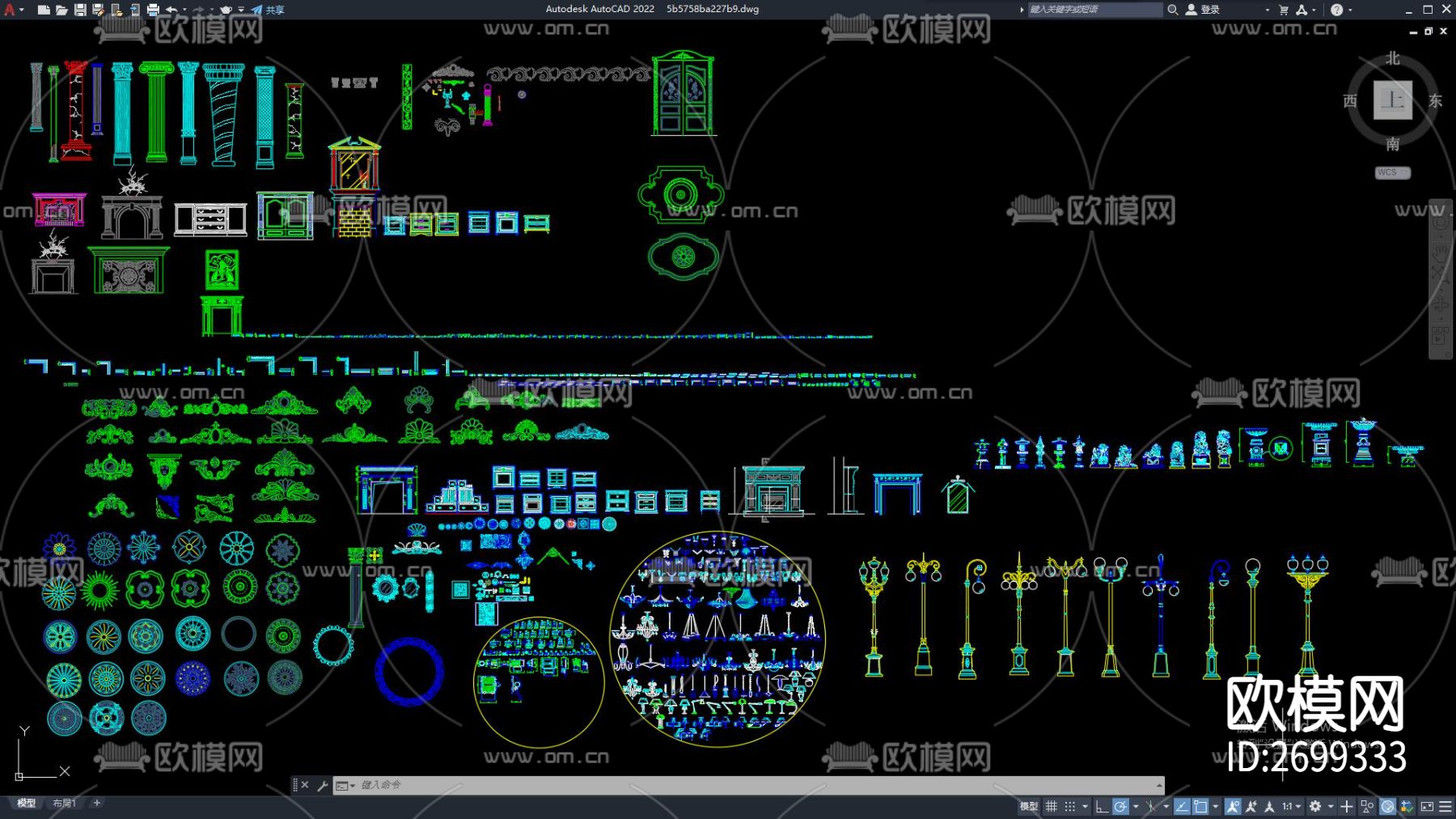 路灯 罗马柱cad图库下载（渲染图1）