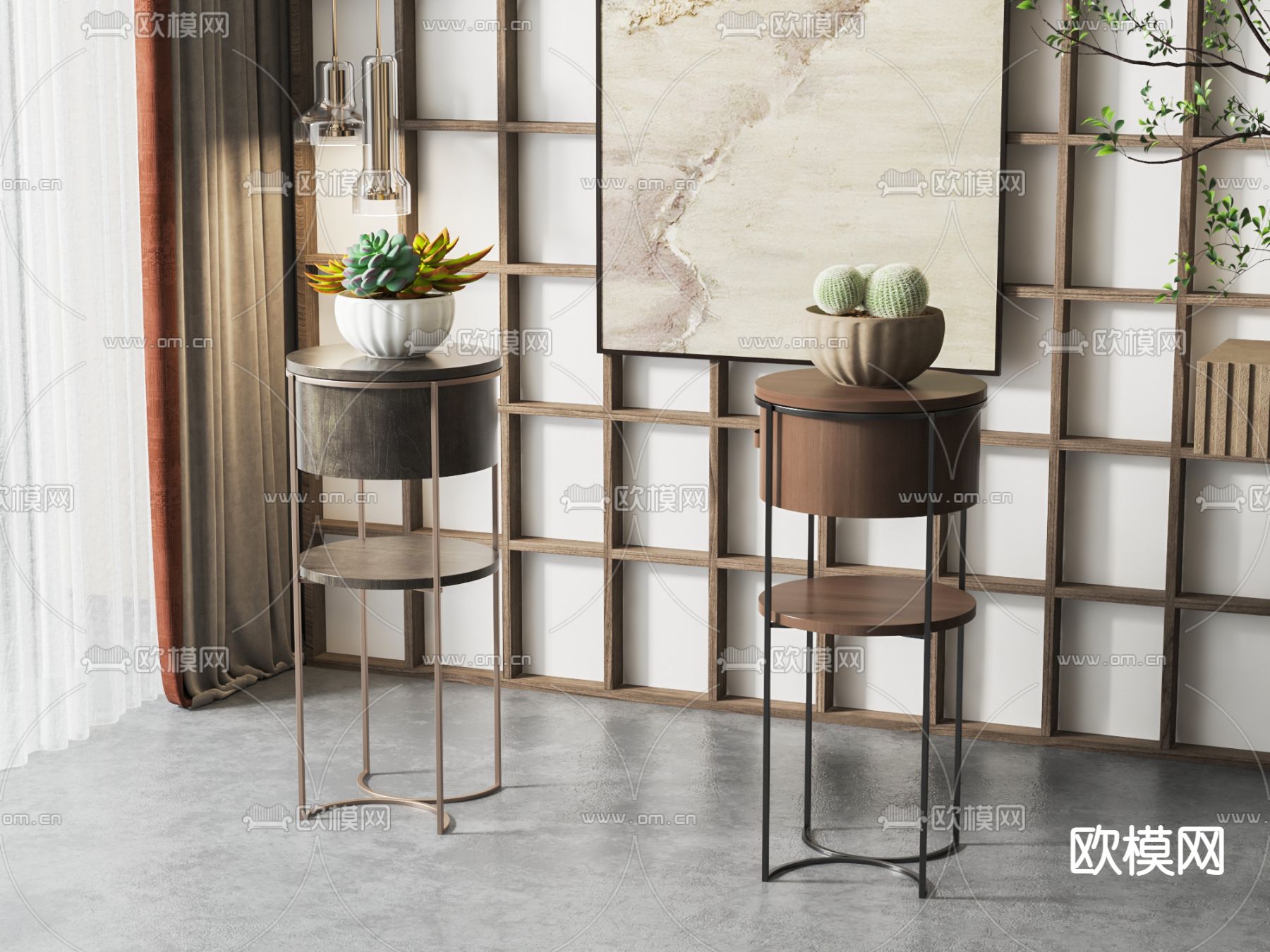 现代花架su模型下载（渲染图1）