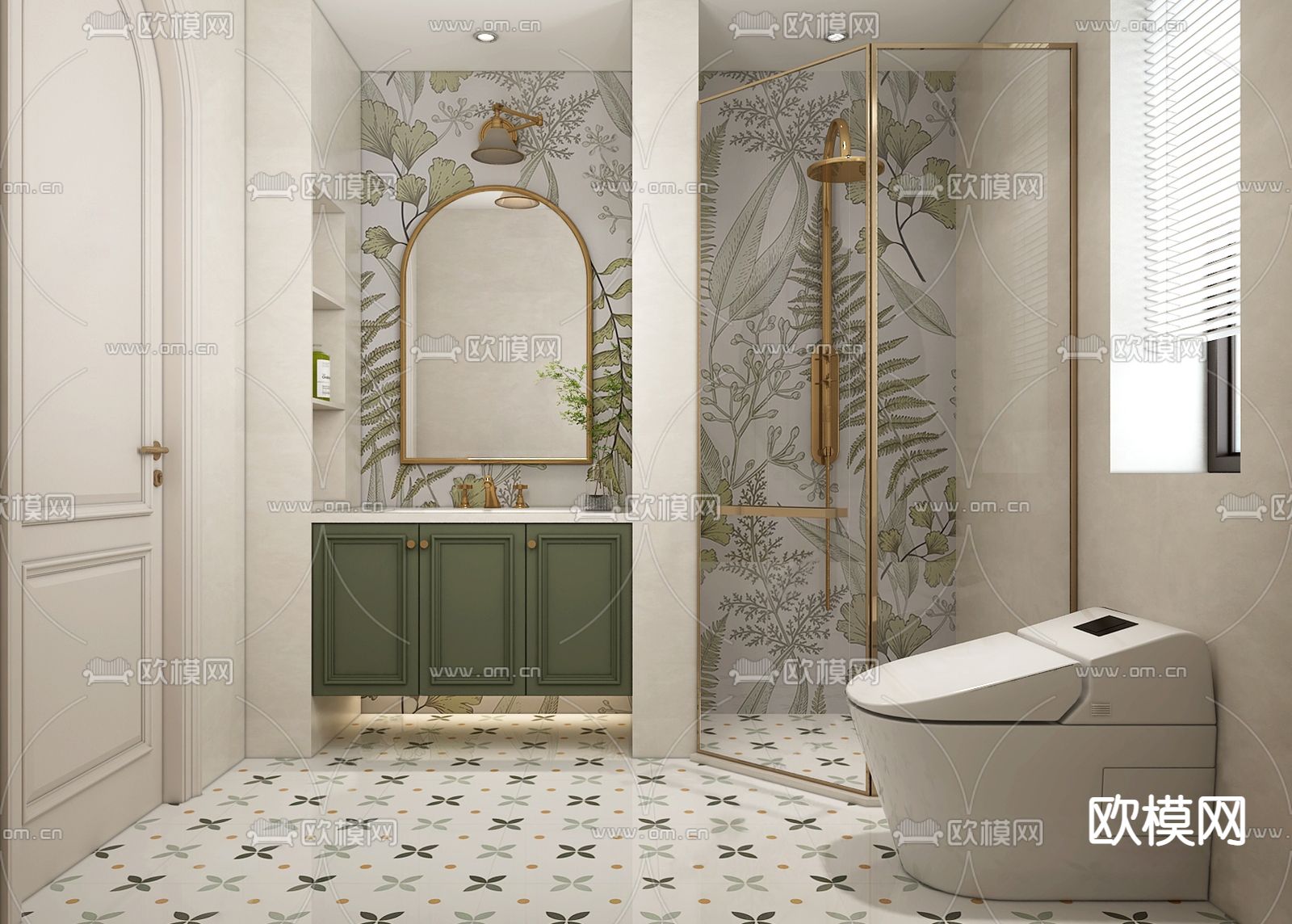 美式卫生间 浴室su模型