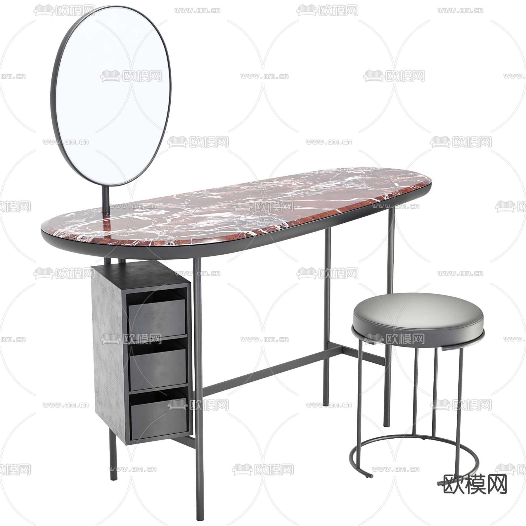 现代梳妆台su模型下载（渲染图1）