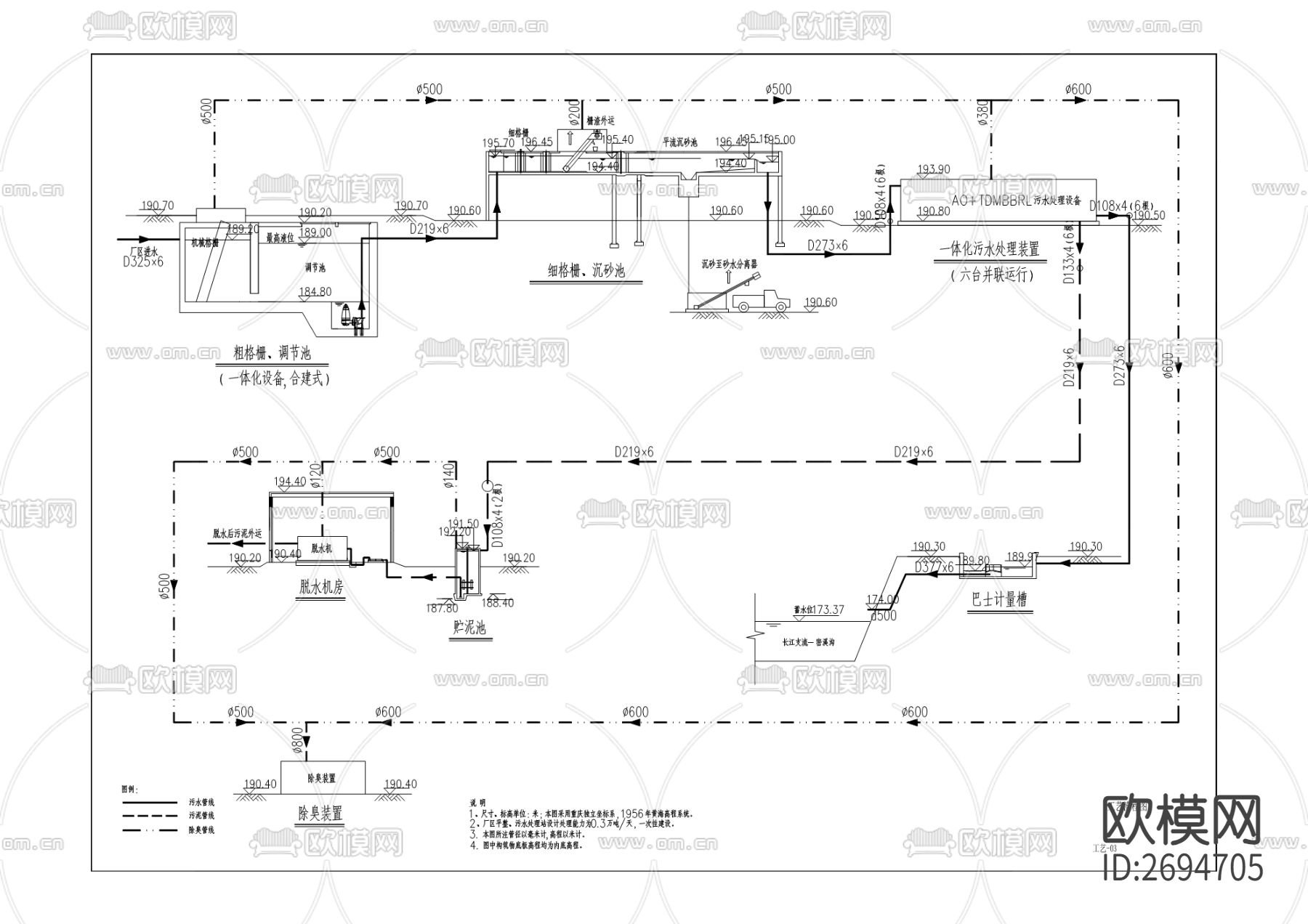 江南新区临时污水处理站CAD施工图下载（渲染图2）