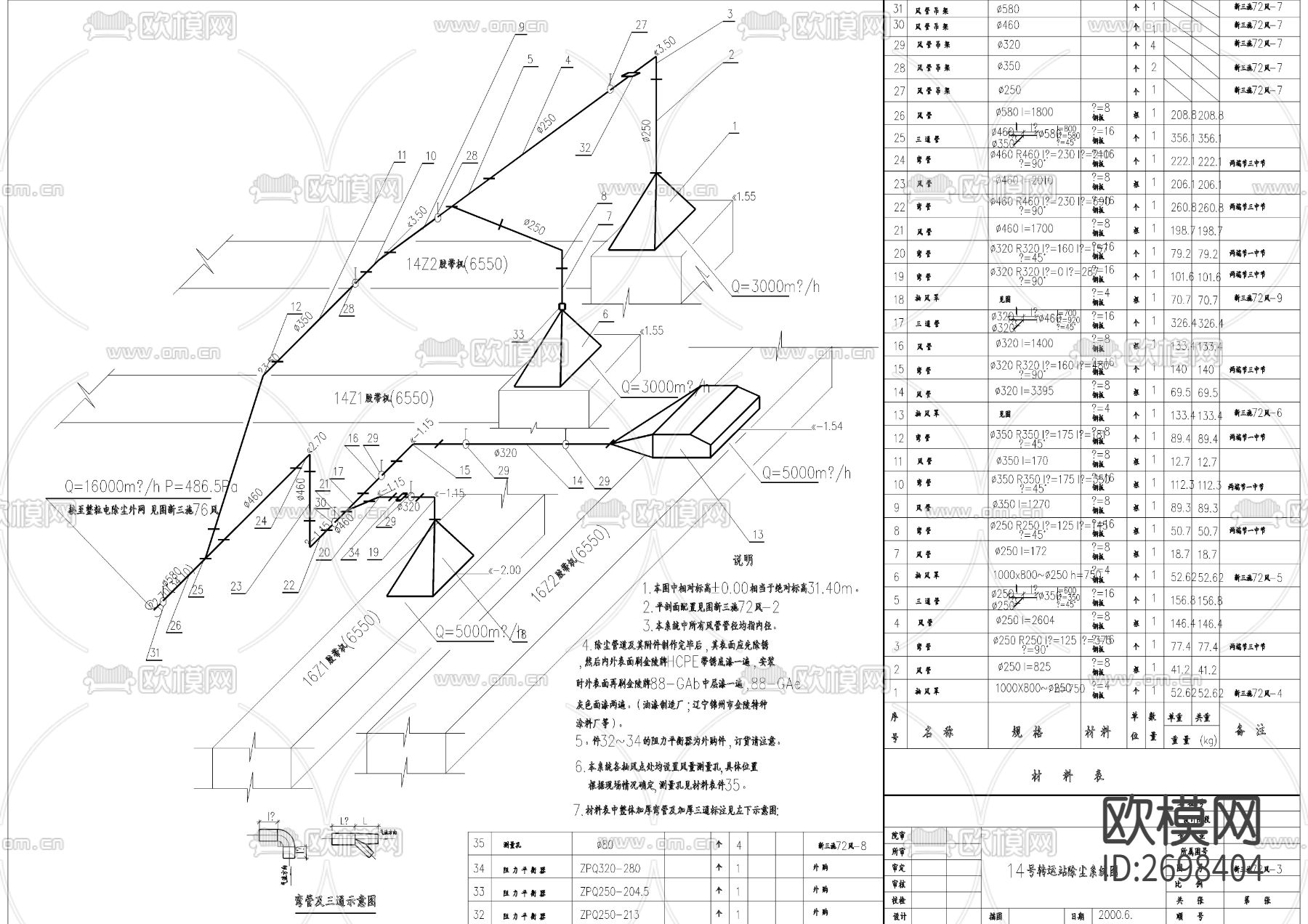 转运站除尘系统cad施工图下载（渲染图4）