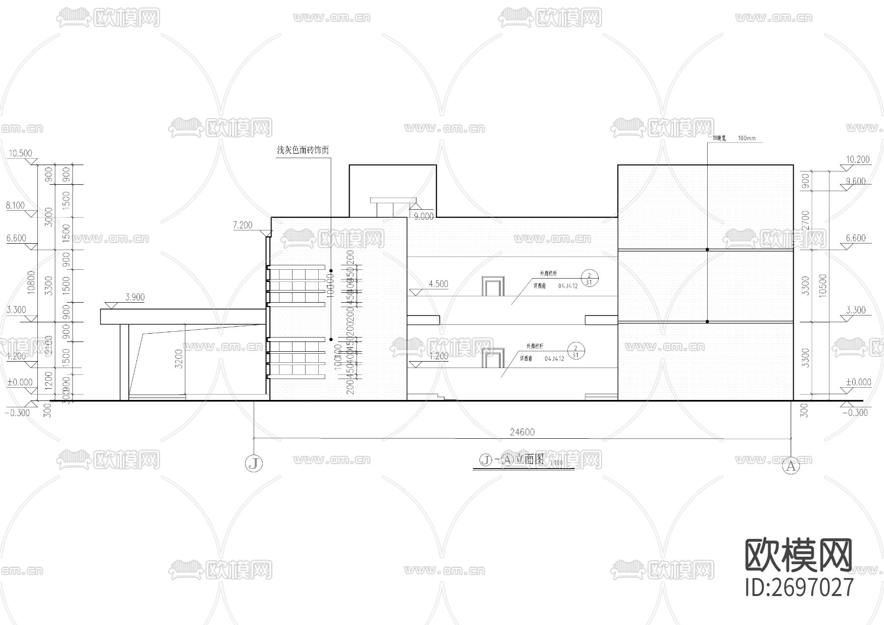卫生院建筑cad施工图下载（渲染图6）